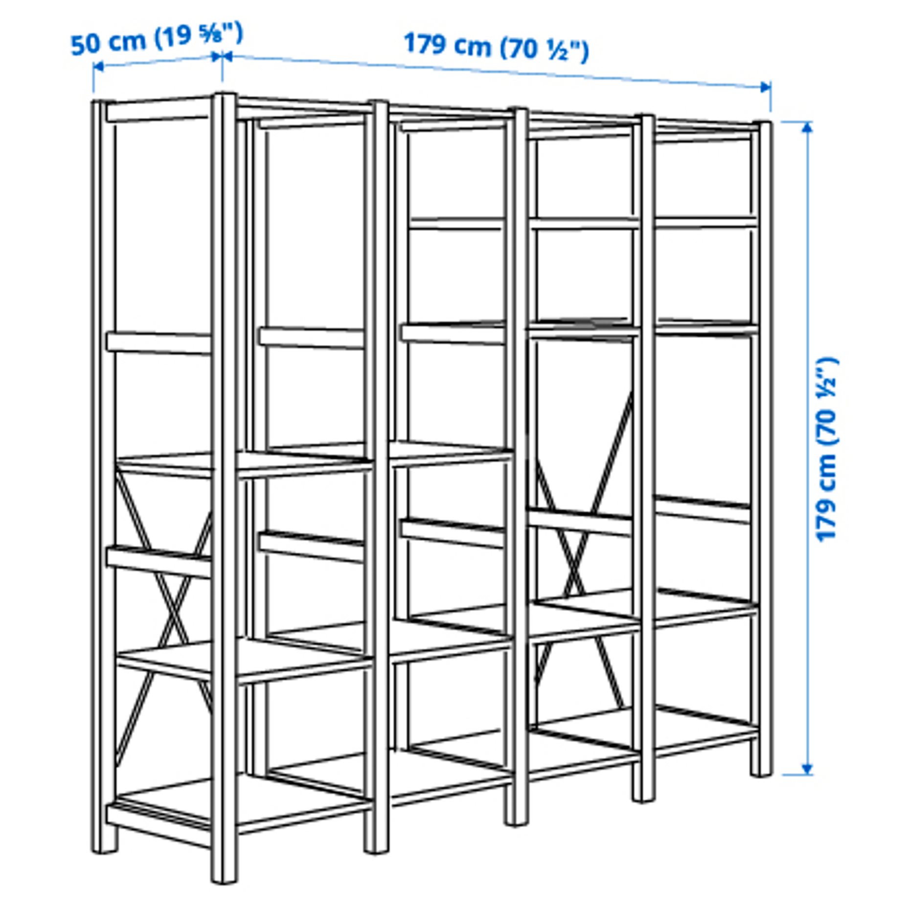 IVAR, 4 sections/shelves, 179x50x179 cm, 994.070.67