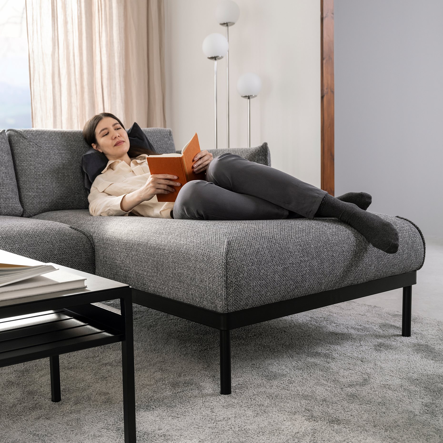 ÄPPLARYD, 4-seat sofa with chaise longue, 994.295.35
