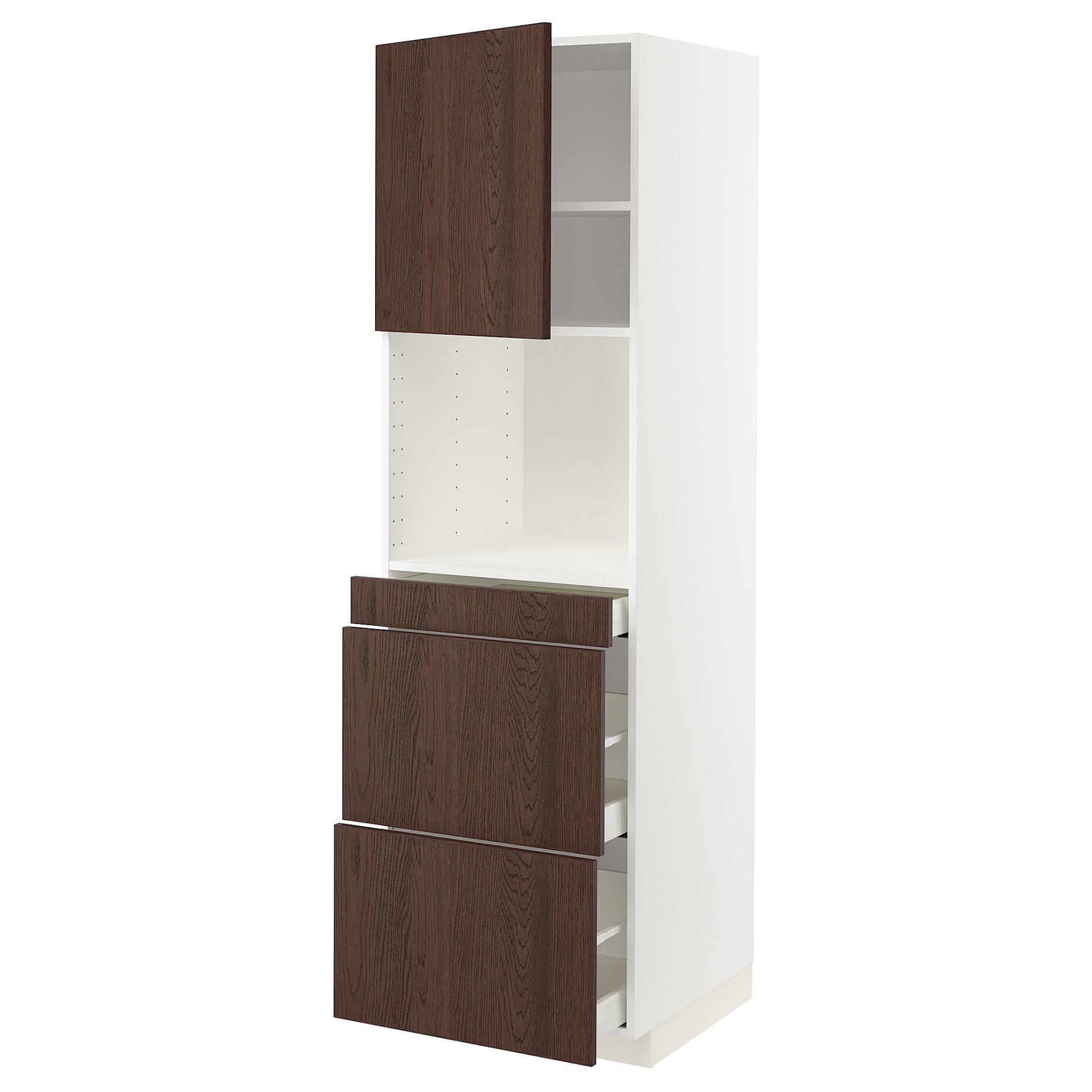 METOD/MAXIMERA, high cabinet for microwave combi with door/3 drawers, 60x60x200 cm, 994.645.57