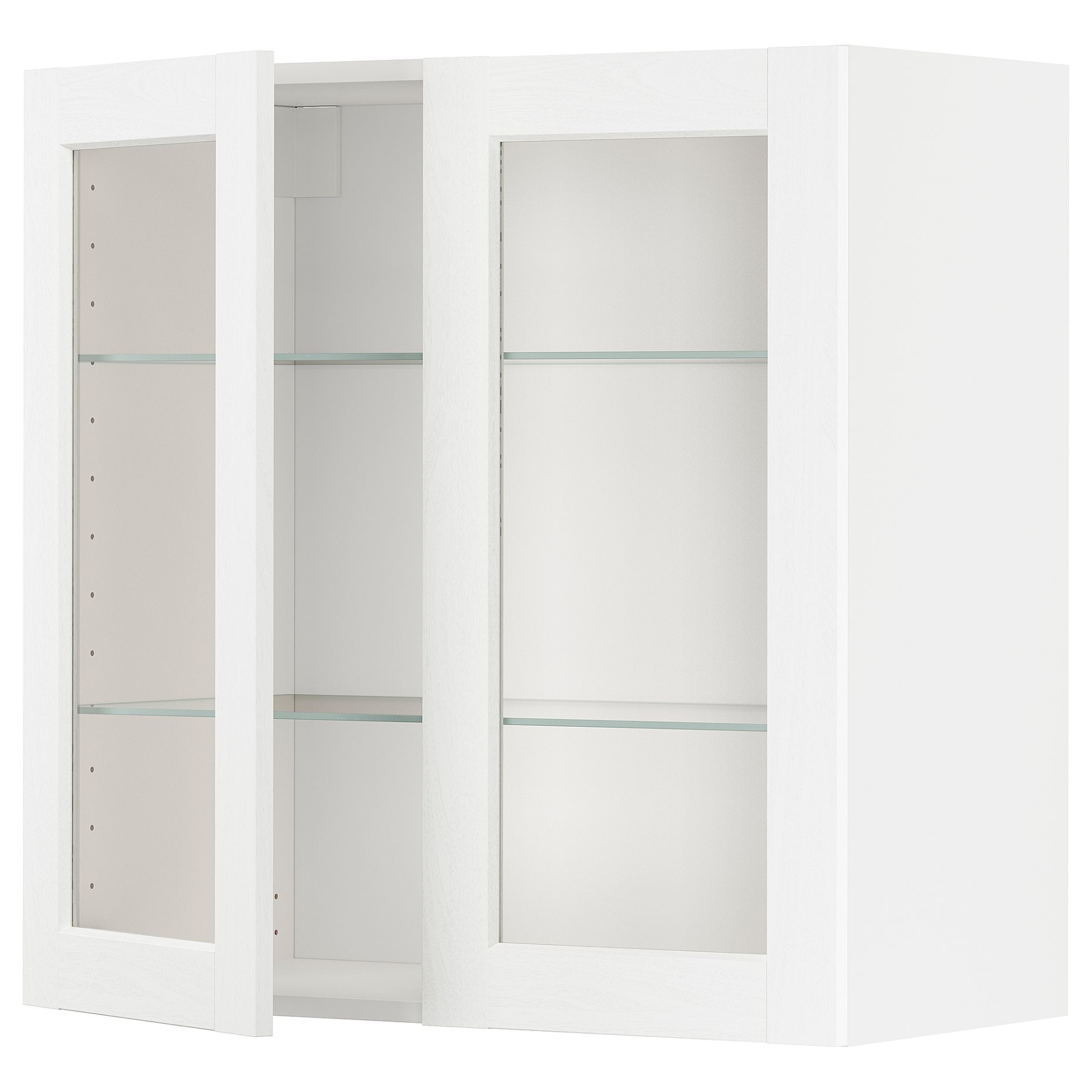 METOD, wall cabinet with shelves/2 glass doors, 80x80 cm, 994.734.77