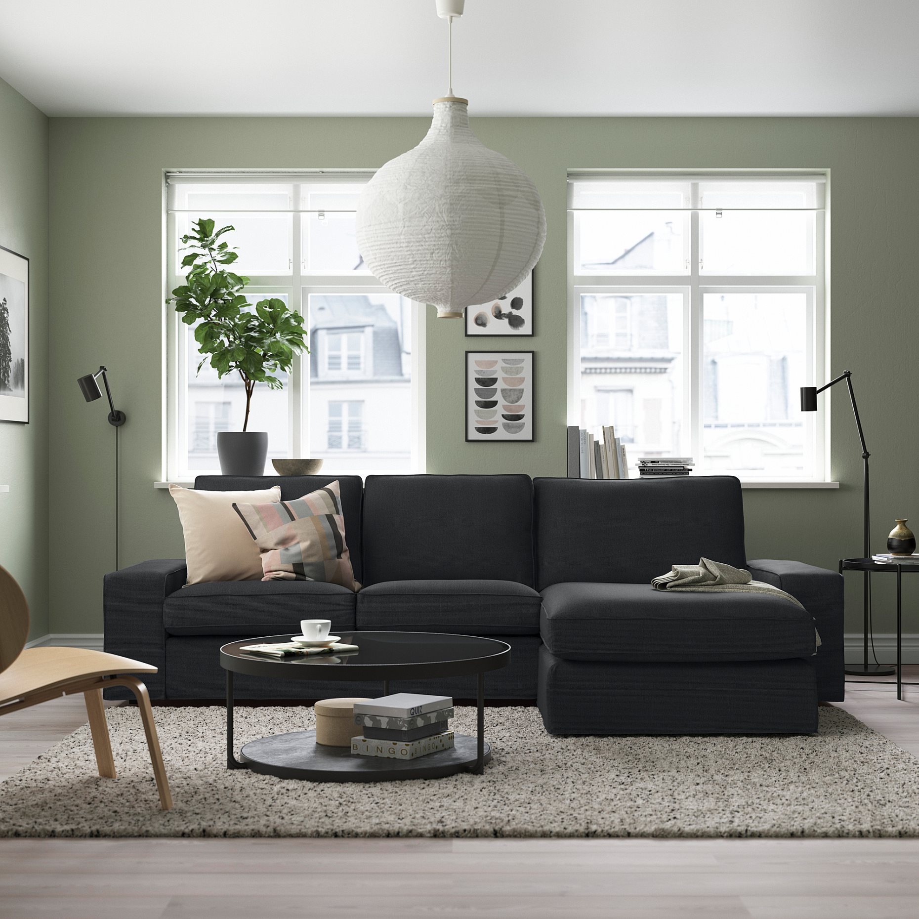 KIVIK, 3-seat sofa with chaise longue, 994.828.39