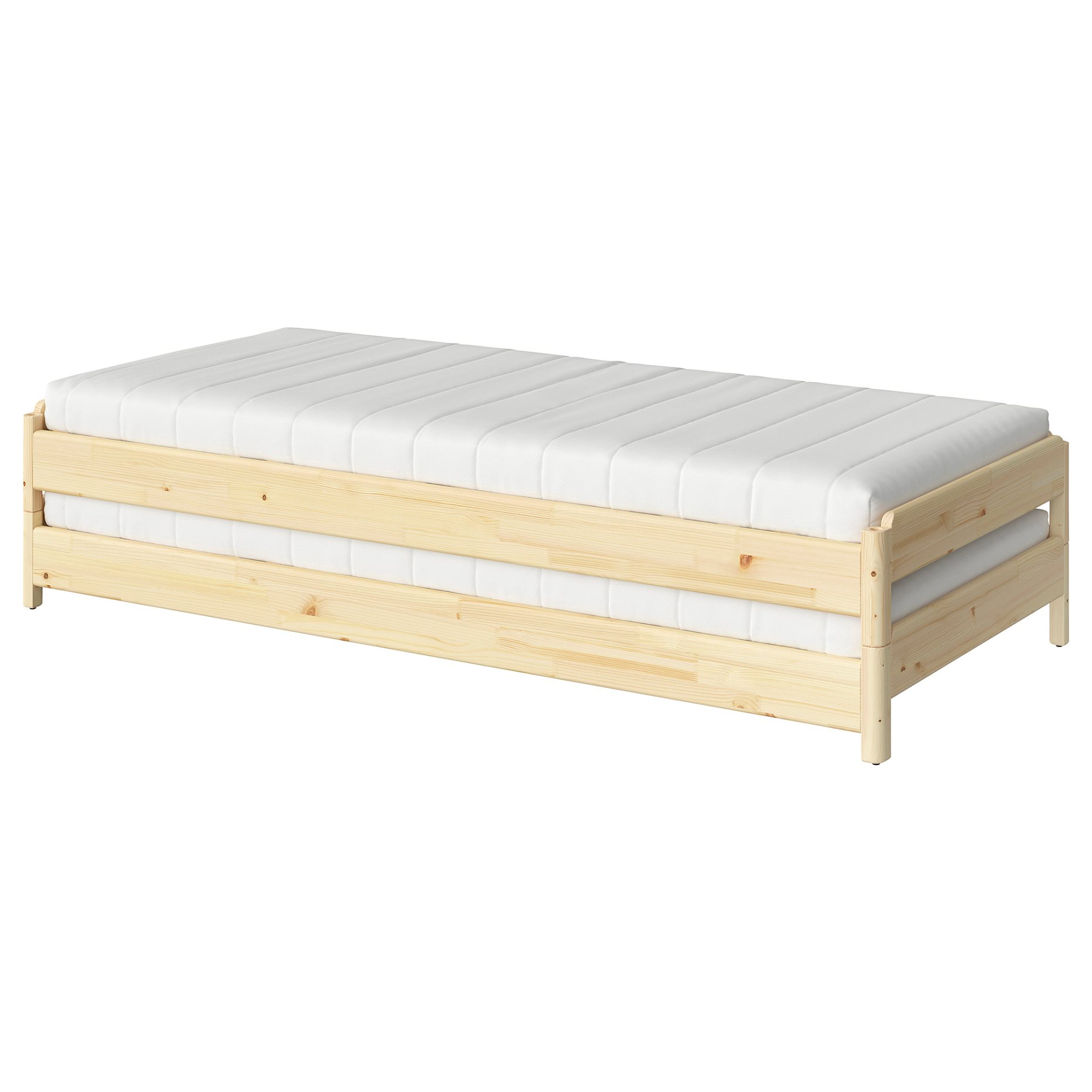 UTÅKER, stackable bed with 2 mattresses/2 pack, 80x200 cm, 995.215.10