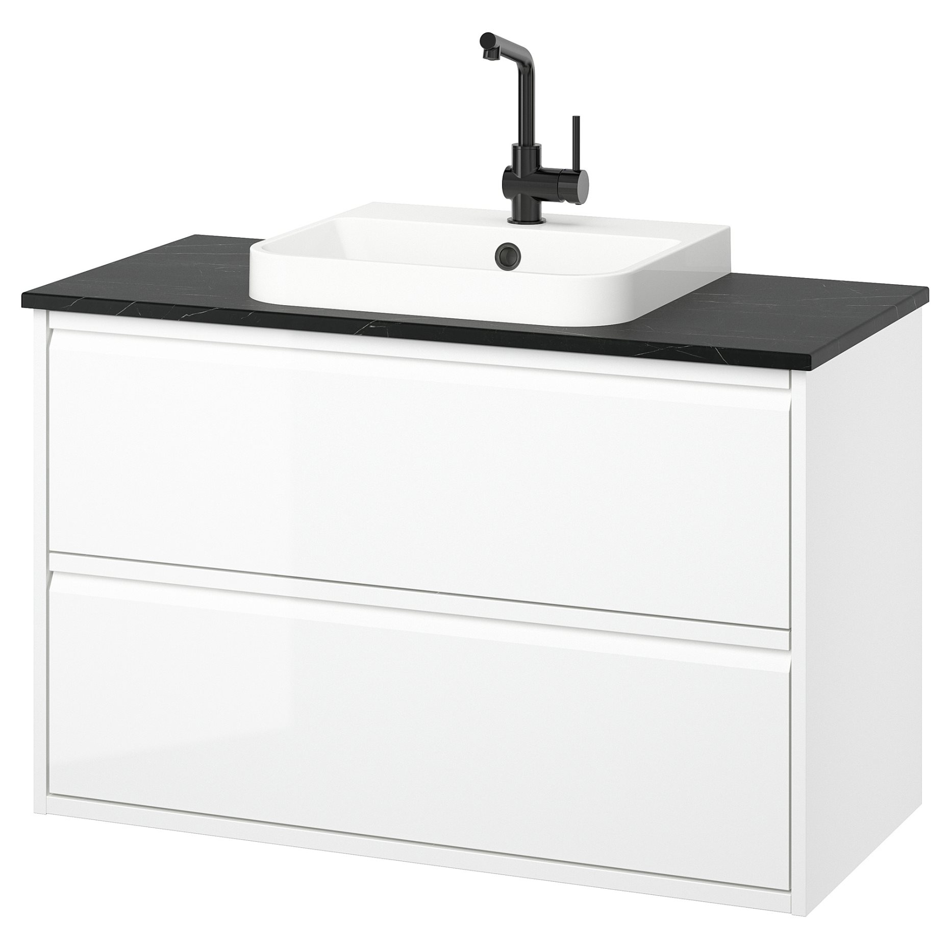 ANGSJON/BACKSJON, wash-stand with drawers/wash-basin/tap/high-gloss, 102x49x71 cm, 995.215.91