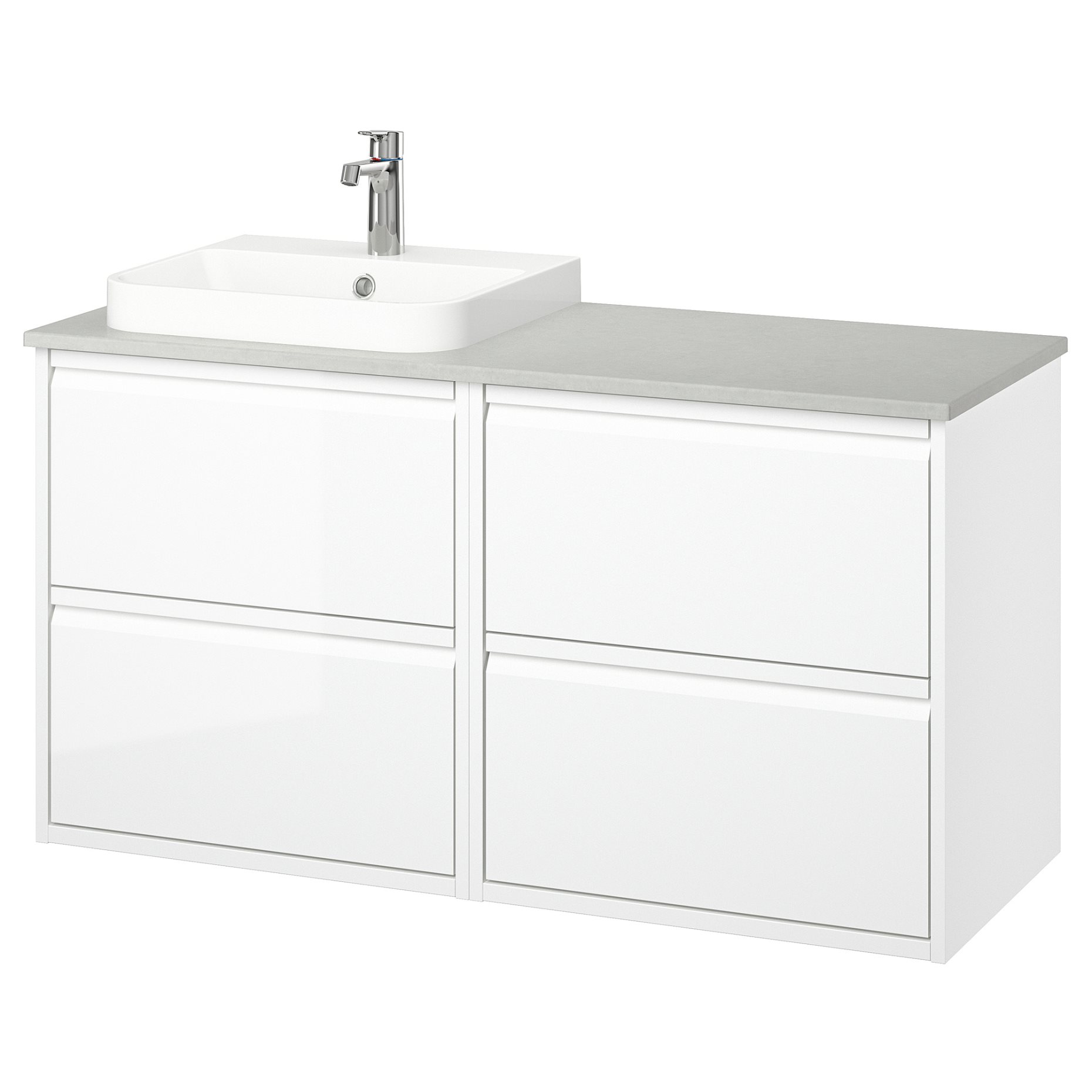 ANGSJON/BACKSJON, wash-stand/wash-basin/tap/high gloss, 122x49x71 cm, 995.285.78