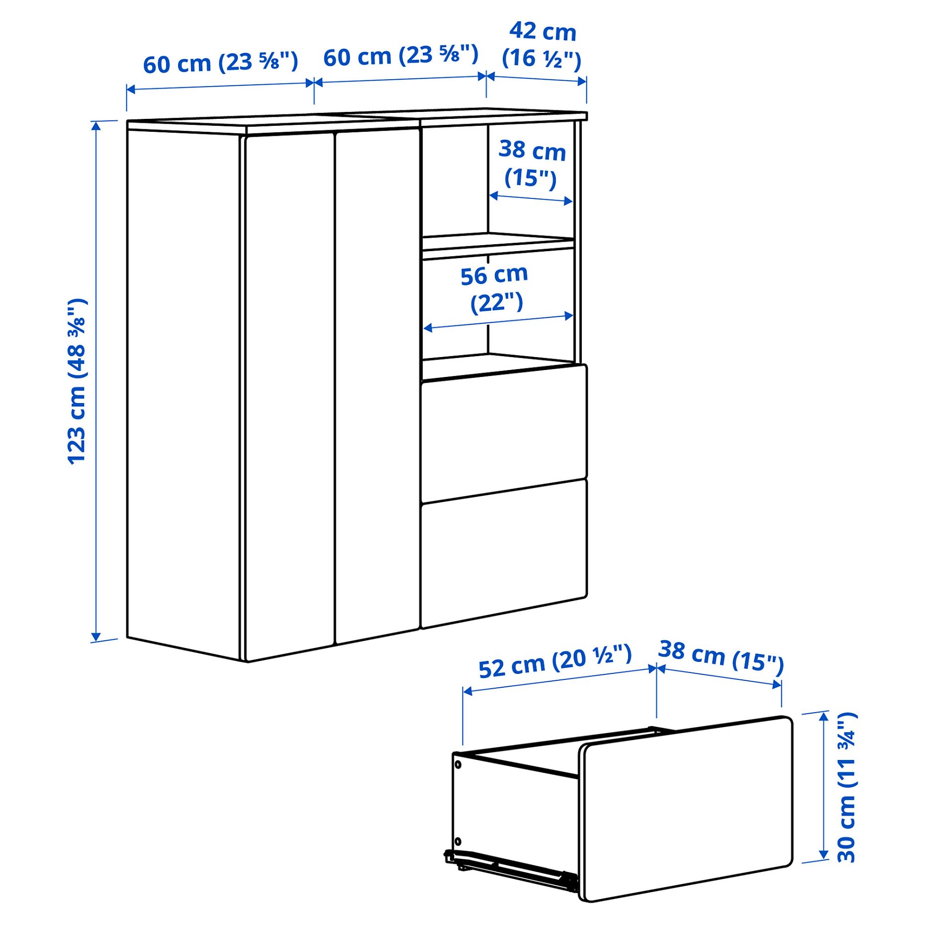 SMASTAD/PLATSA, σύνθεση αποθήκευσης, 120x42x123 cm, 995.482.27