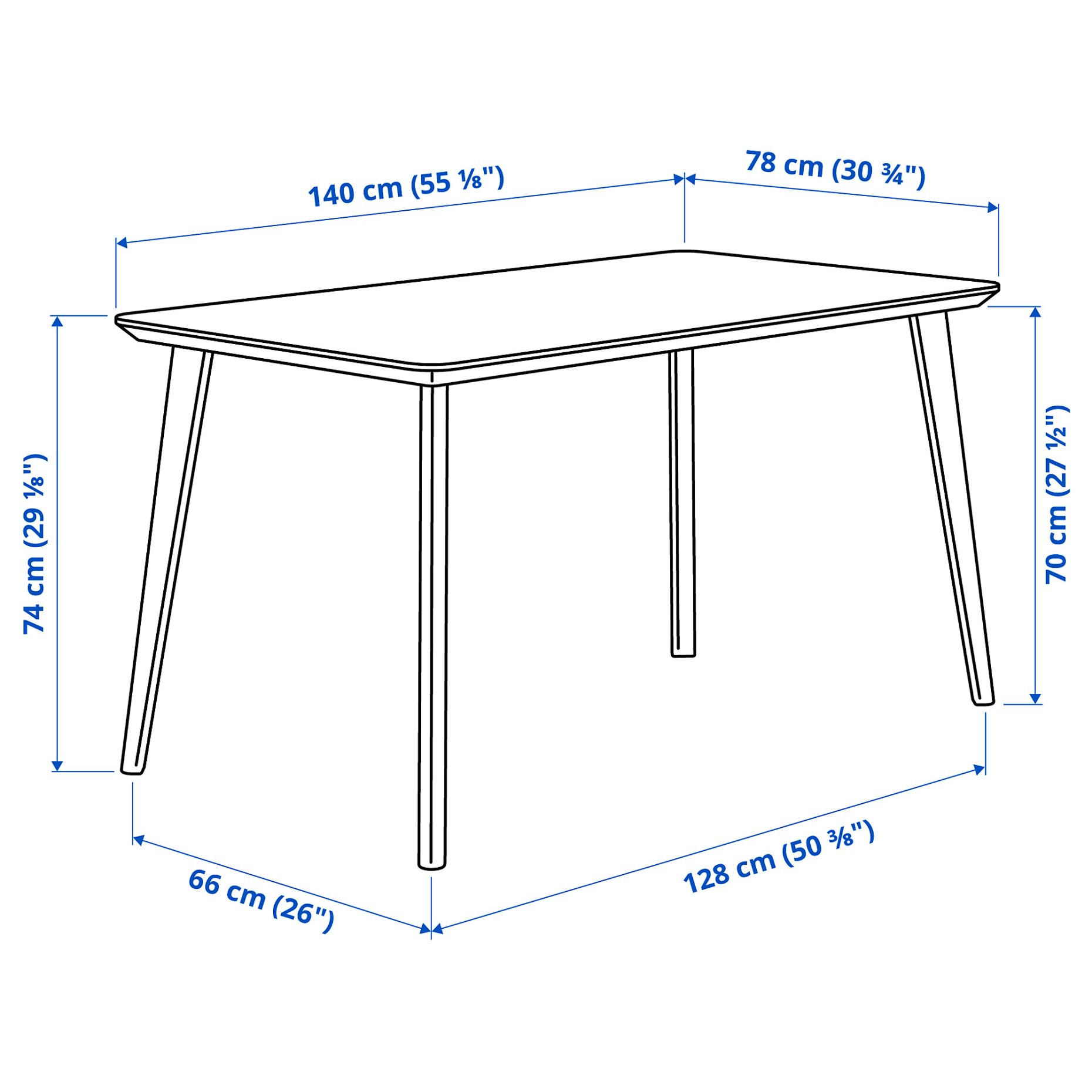 LISABO/LISABO, table and 4 chairs, 140x78 cm, 995.548.26