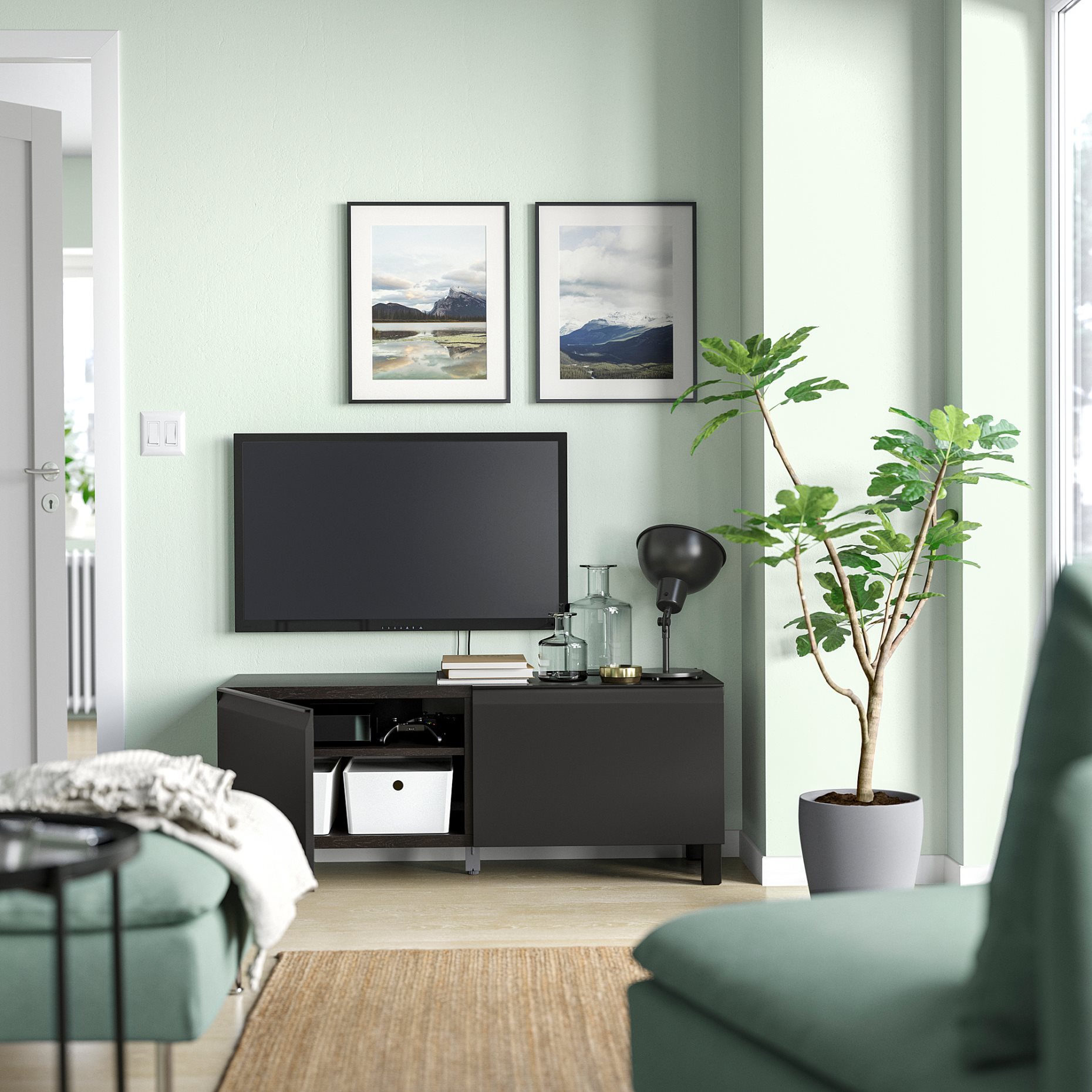 BESTÅ, TV bench with doors, 120x42x48 cm, 995.687.48