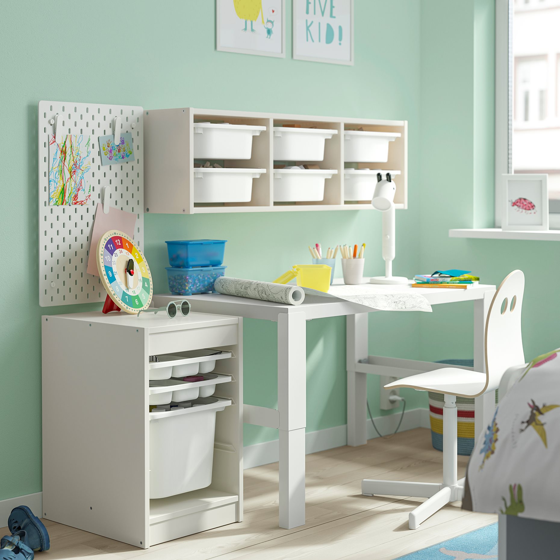 TROFAST, σύνθεση αποθήκευσης με κουτιά/δίσκους, 34x44x56 cm, 995.732.45