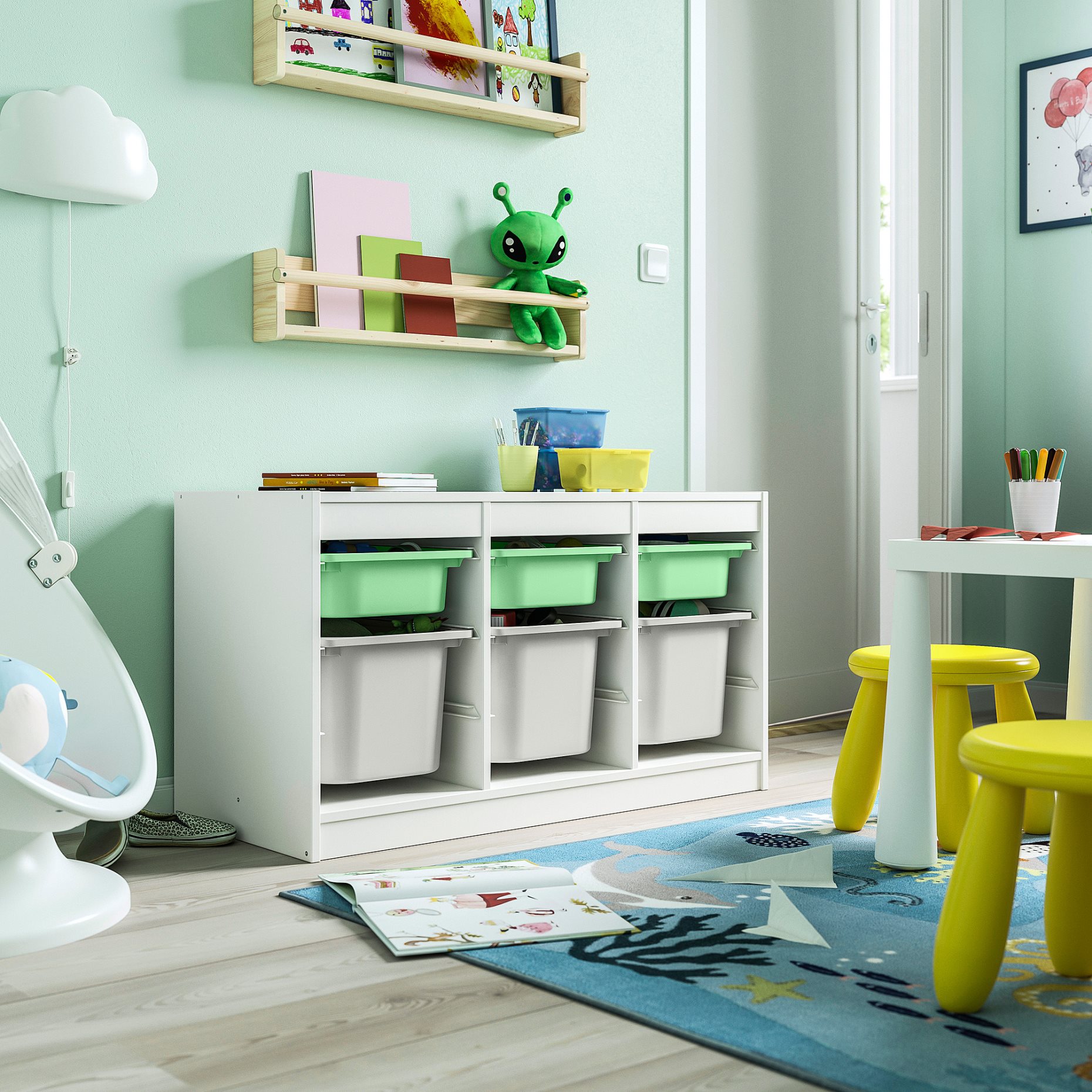 TROFAST, σύνθεση αποθήκευσης με κουτιά, 99x44x56 cm, 995.747.30