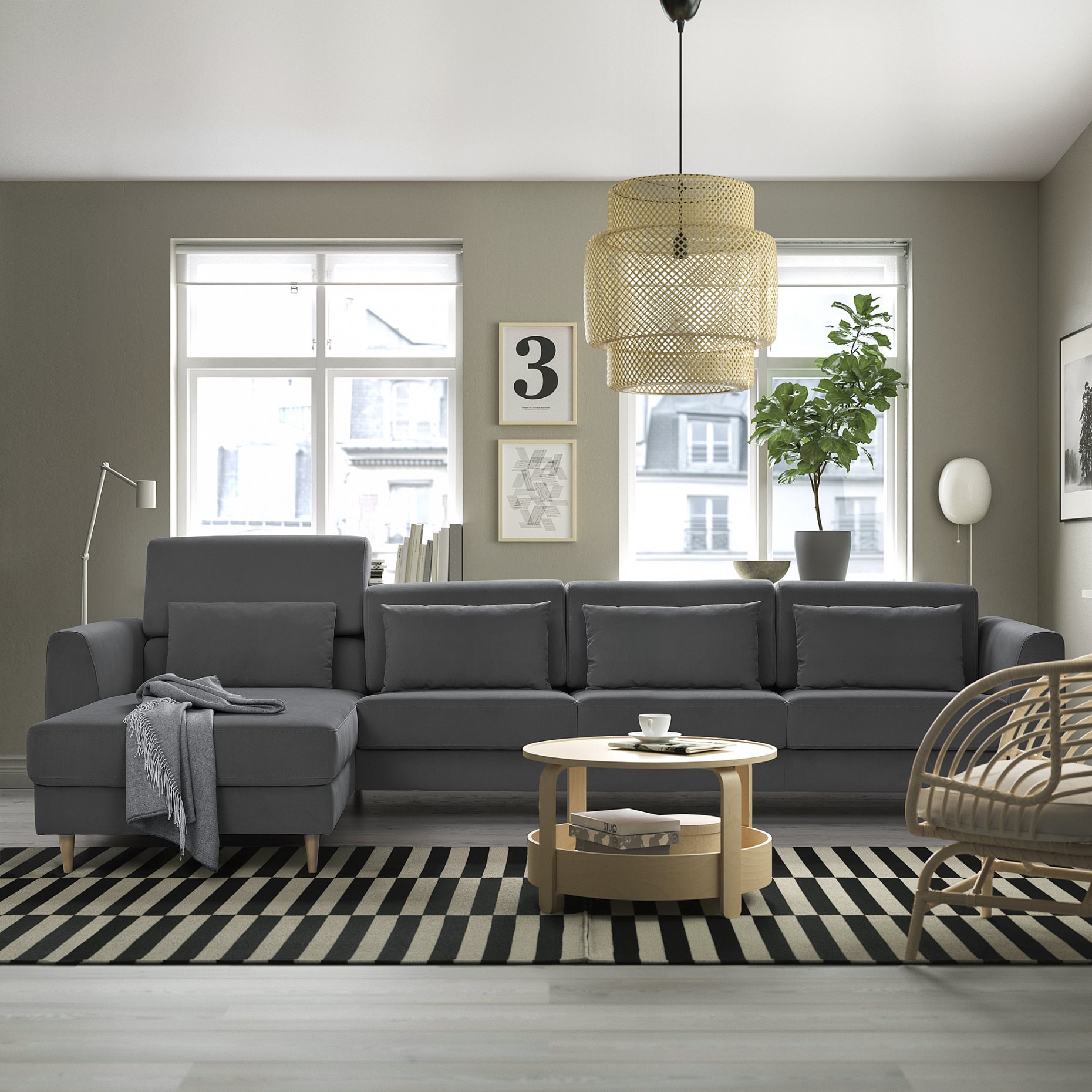 SLATORP, 4-seat sofa with chaise longue, 995.776.01