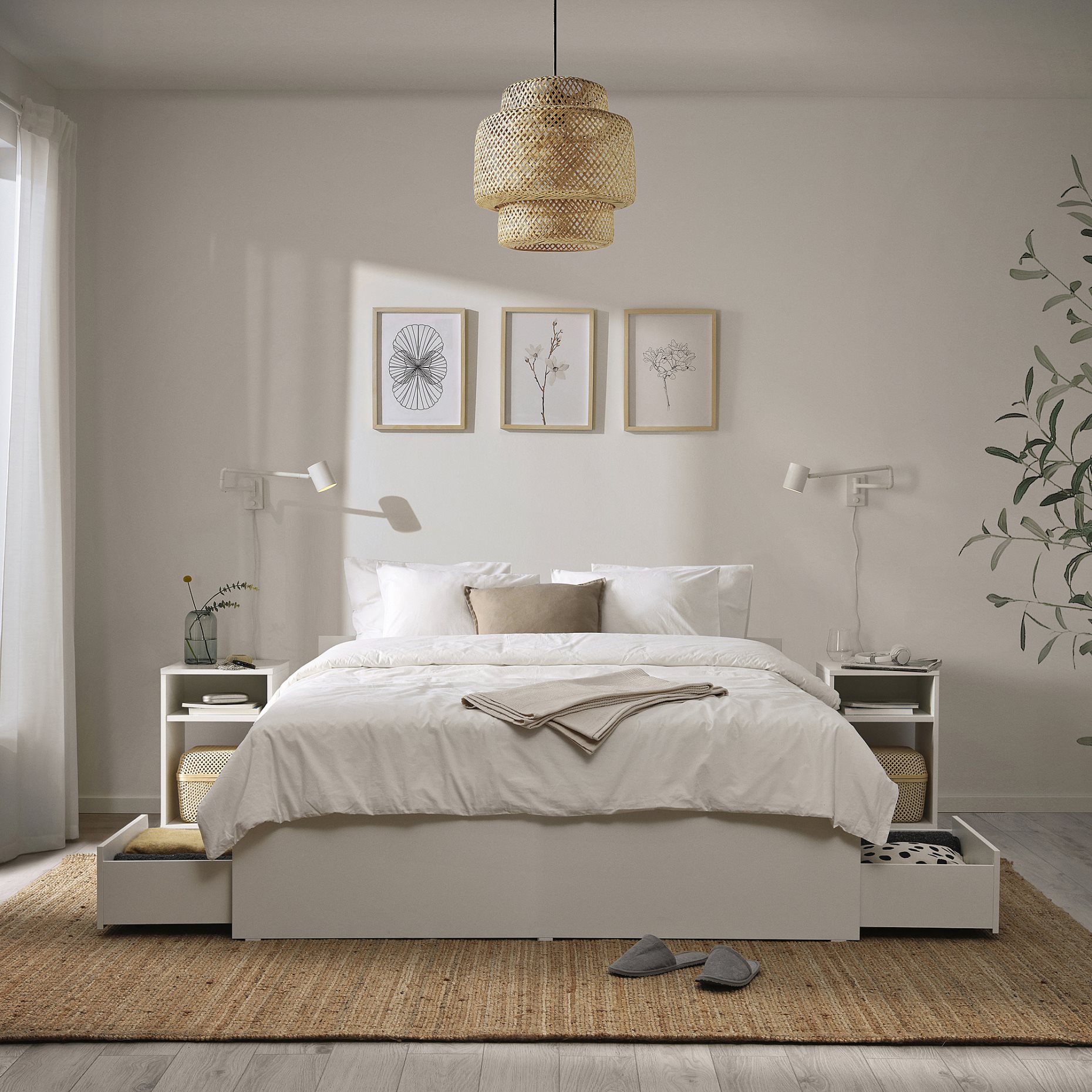 VIHALS, σκελετός κρεβατιού με 4 κουτιά αποθήκευσης, 140x200 cm, 995.819.95