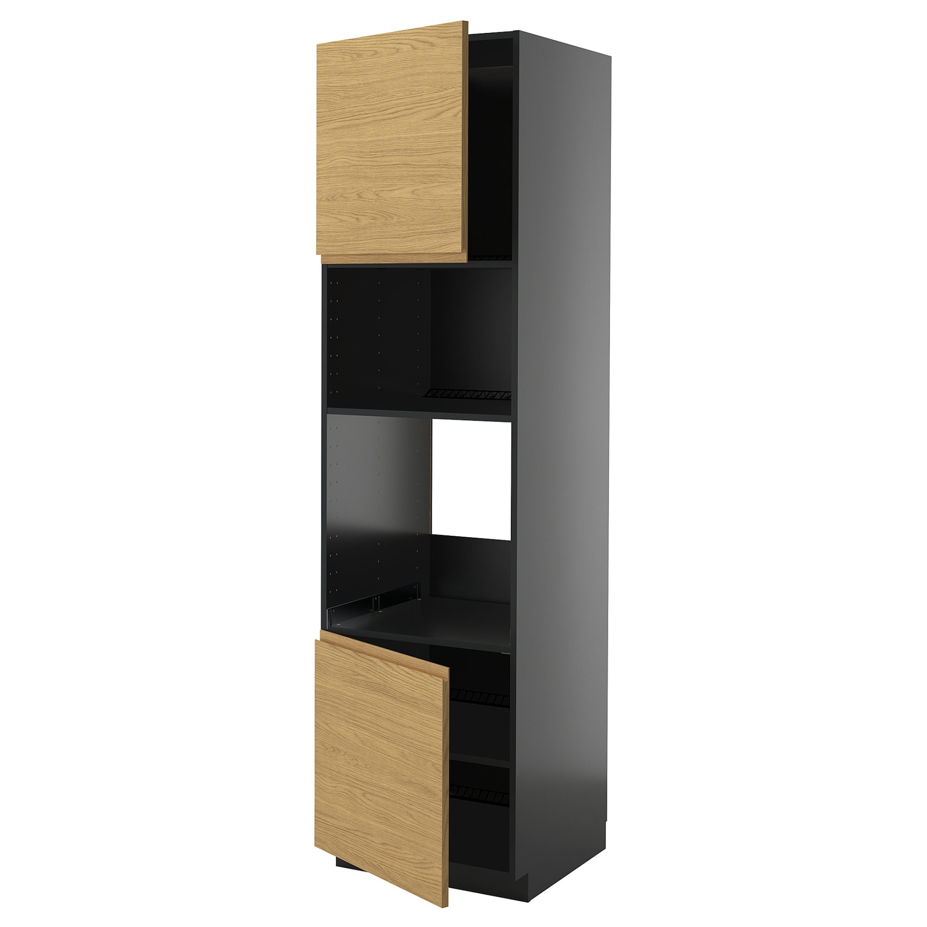 METOD, ψηλό ντουλάπι για φούρνο/μικροκυμάτων με 2 πόρτες/ράφια, 60x60x220 cm, 995.873.08