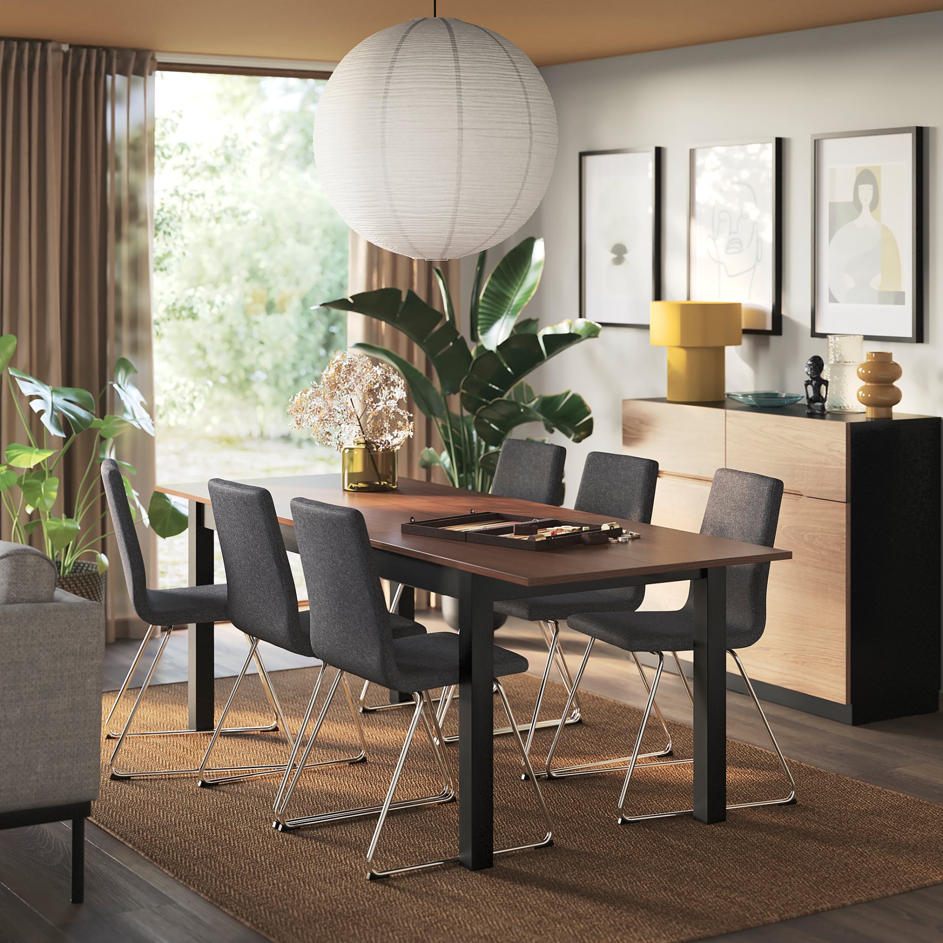 ÅLHULT/LILLÅNÄS, table and 6 chairs, 170/220x80 cm, 996.100.97