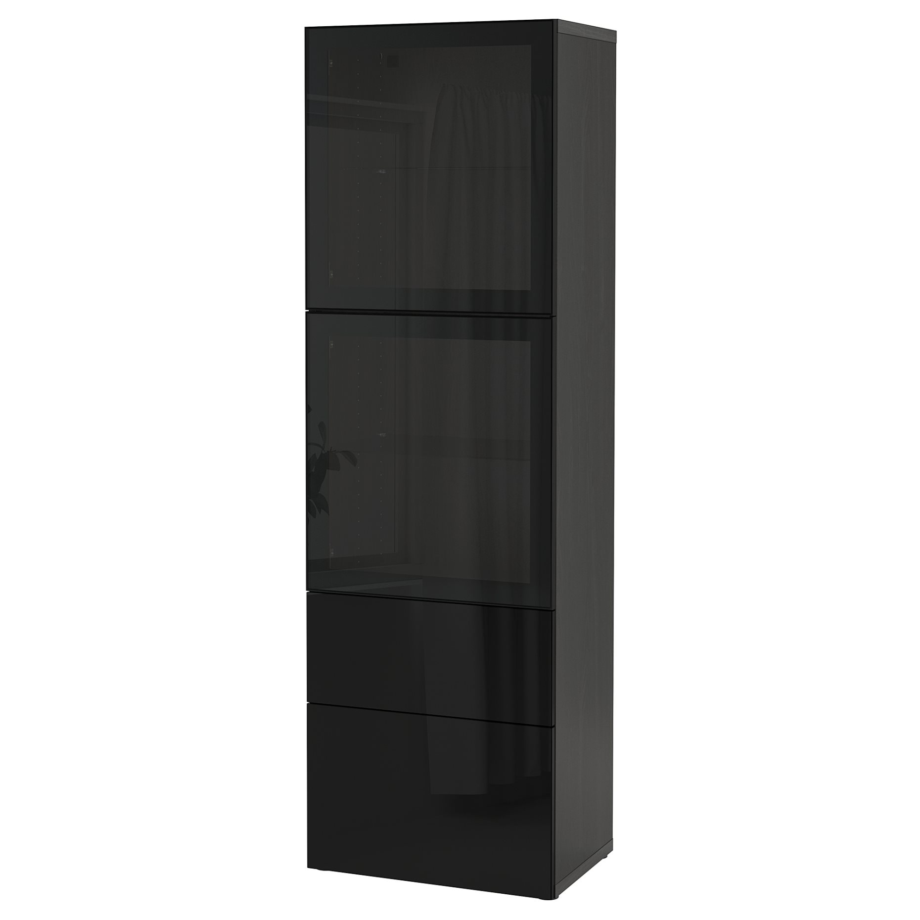 BESTÅ, storage combination with glass doors/drawers soft closing, 60x42x193 cm, 693.011.14
