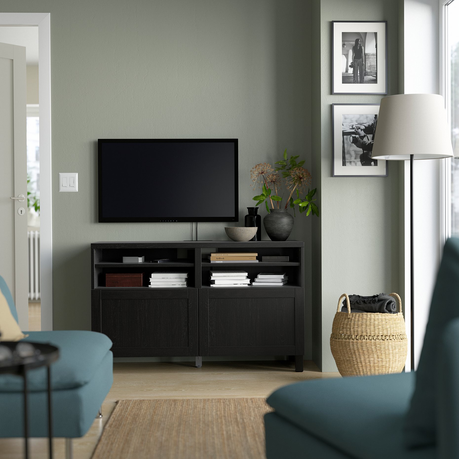 BESTÅ, TV bench with doors, 120x42x74 cm, 090.683.16