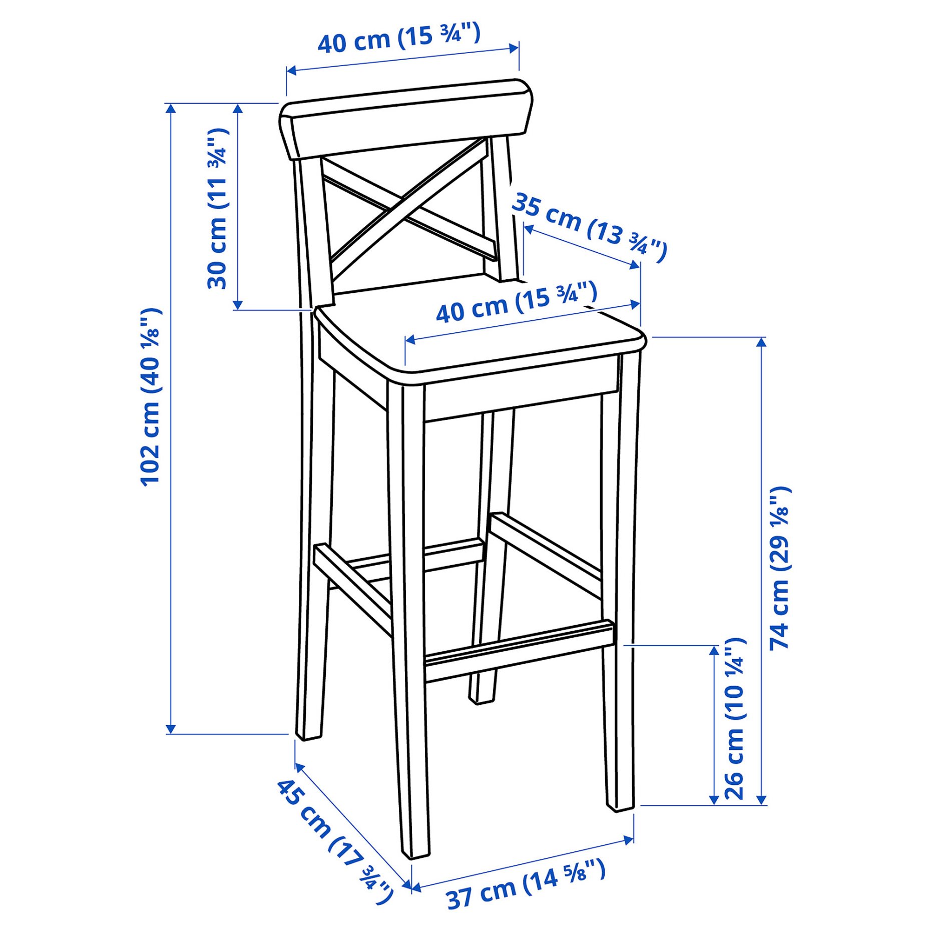 INGOLF, Σκαμπό μπαρ με πλάτη, 001.217.66