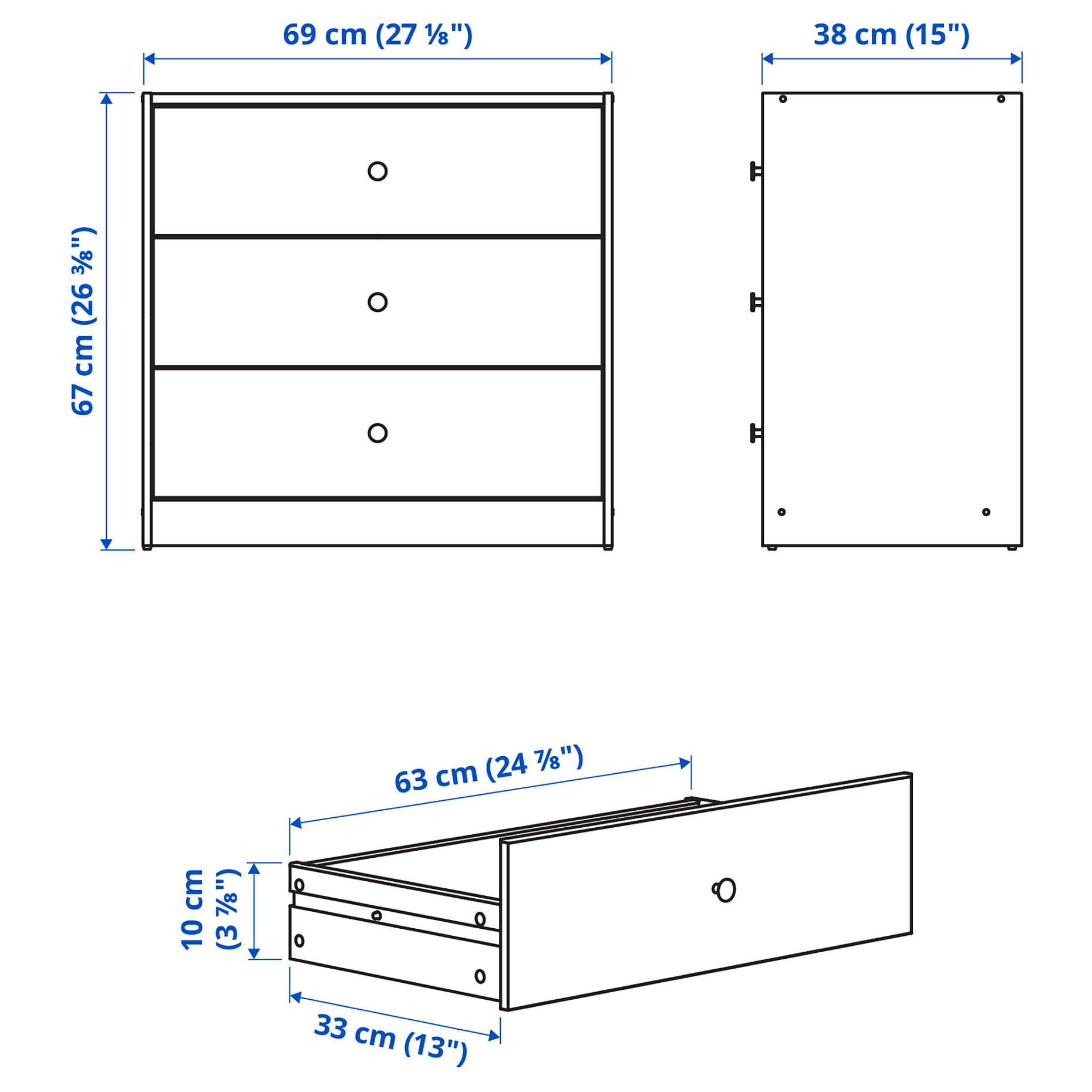 GURSKEN, συρταριέρα με 3 συρτάρια, 69x67 cm, 004.863.27