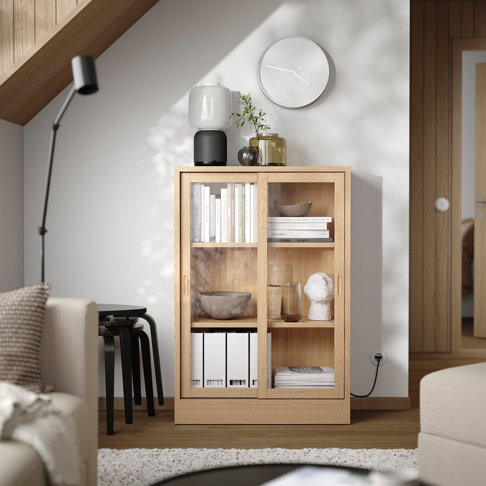 TONSTAD, cabinet with sliding glass doors, 82x37x120 cm, 004.892.84