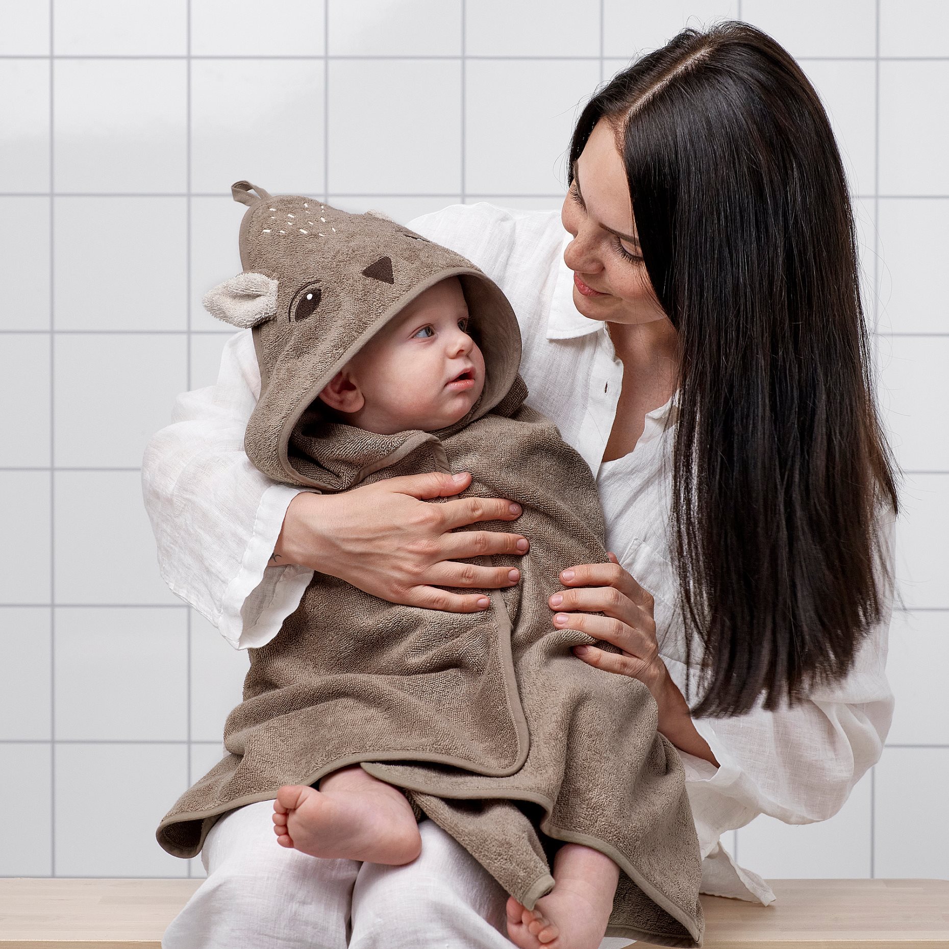 TROLLDOM, πετσέτα μωρού με κουκούλα/ελάφι, 80x80 cm, 005.143.92