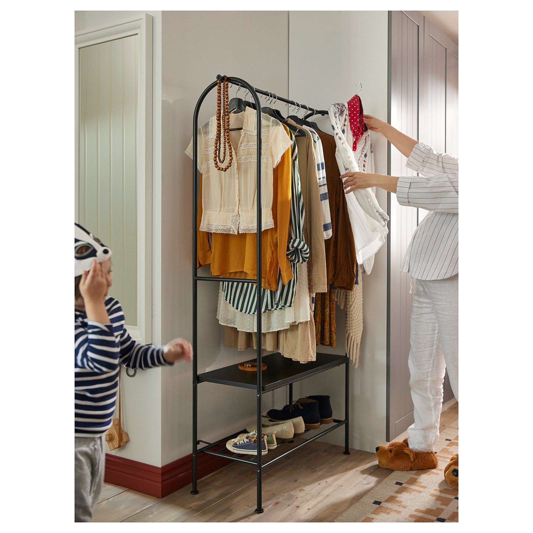 GRÅFJÄLLET, clothes rack with shoe storage, 90x36x175 cm, 005.702.22