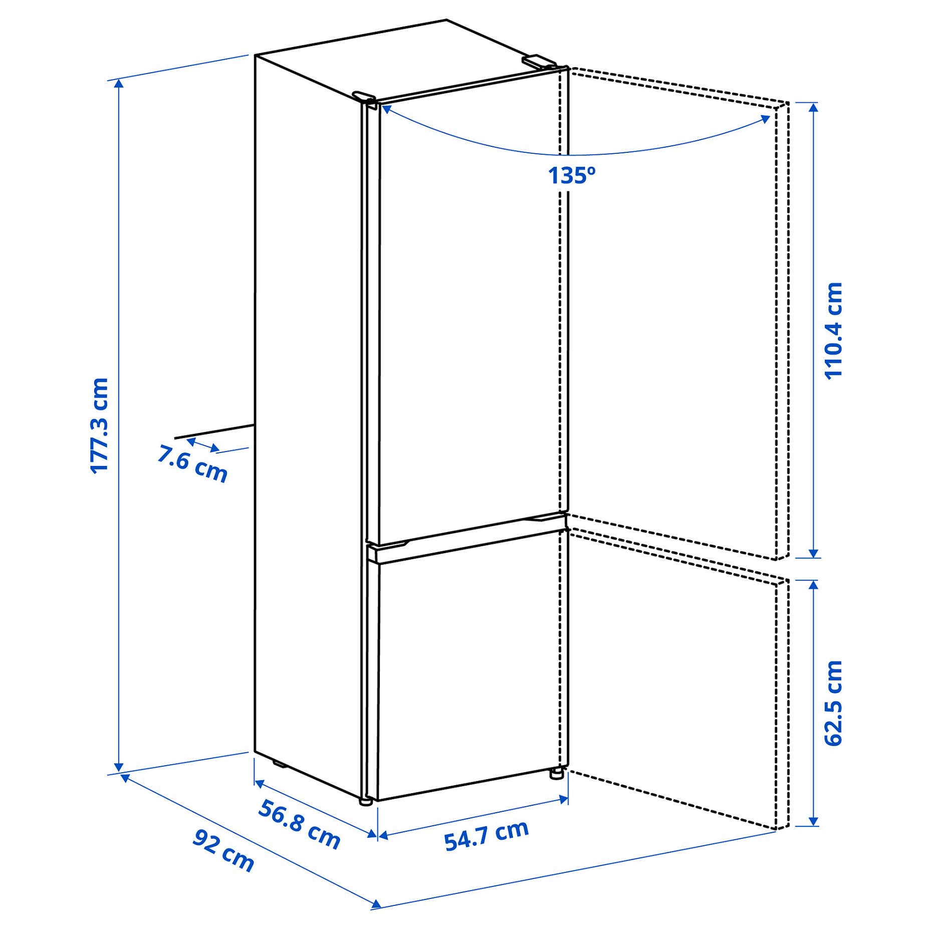 LAGAN, fridge/freezer/freestanding, 197/65 l, 005.712.93