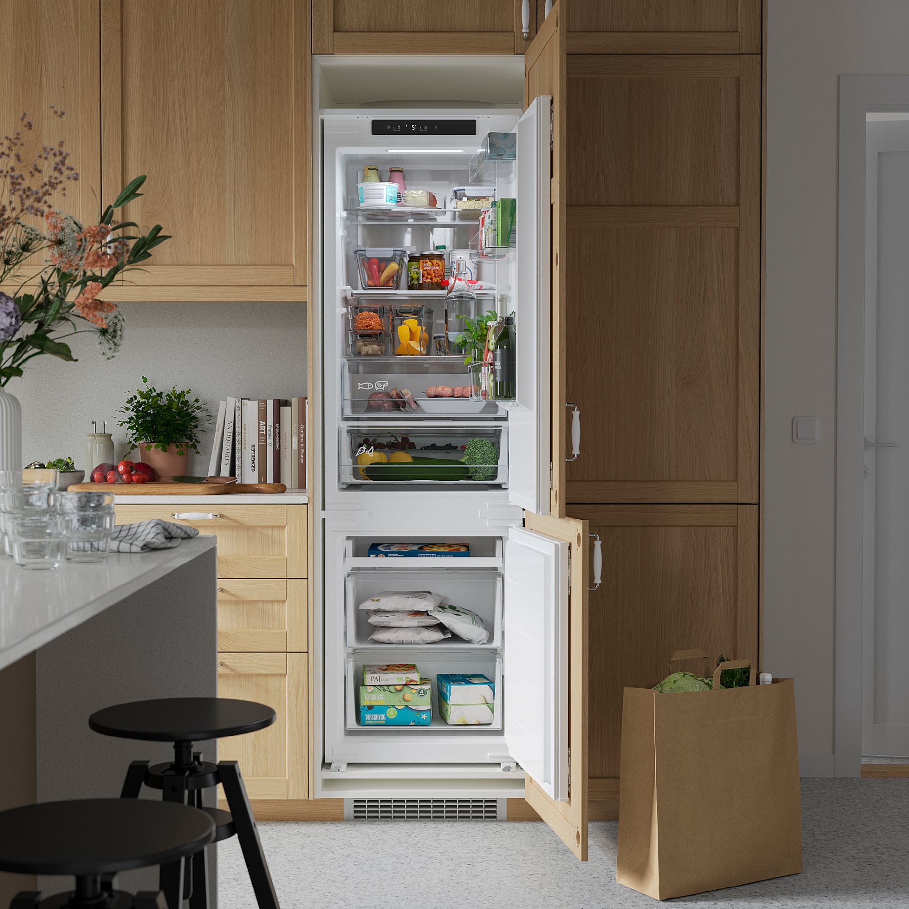 ÖVERNÄS, ψυγείο/καταψύκτης/IKEA 700 εντοιχιζόμενο, 193/74 l, 005.730.46