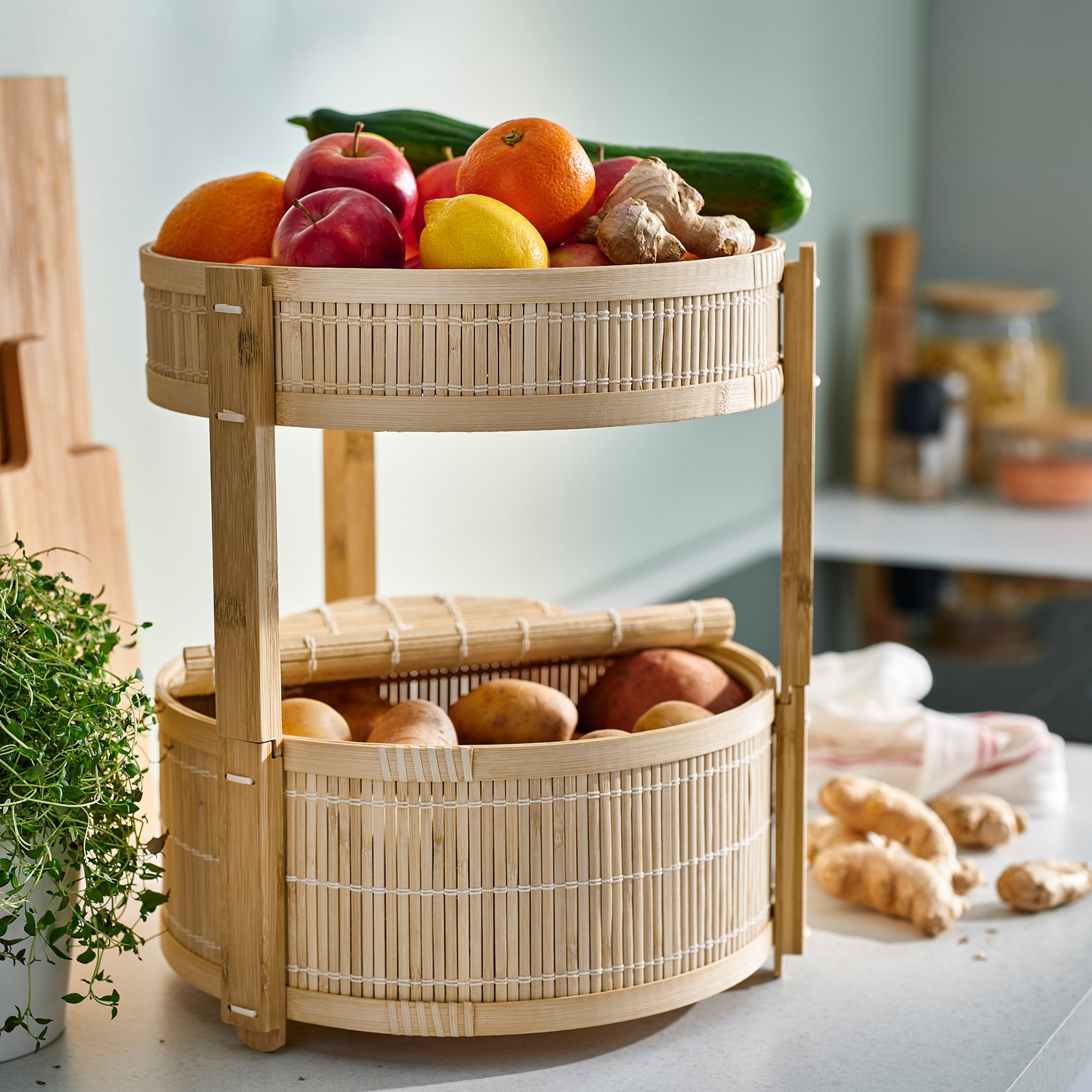 KANELMOTT, vegetable/fruit basket, set of 2, 005.818.00