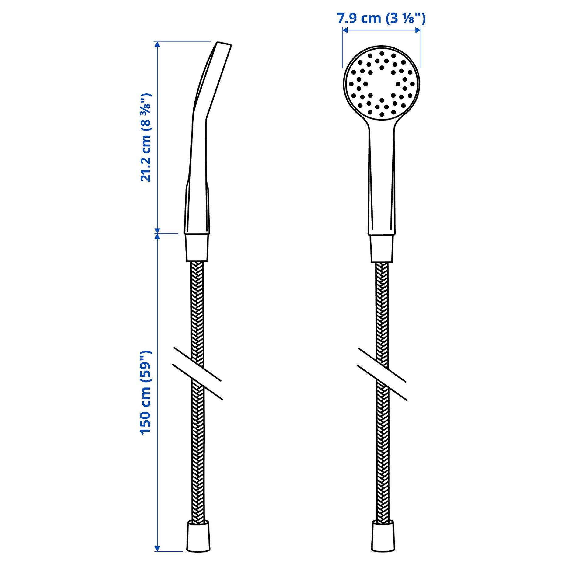 BERGVATTNET, single spray hand shower with hose, 005.907.48