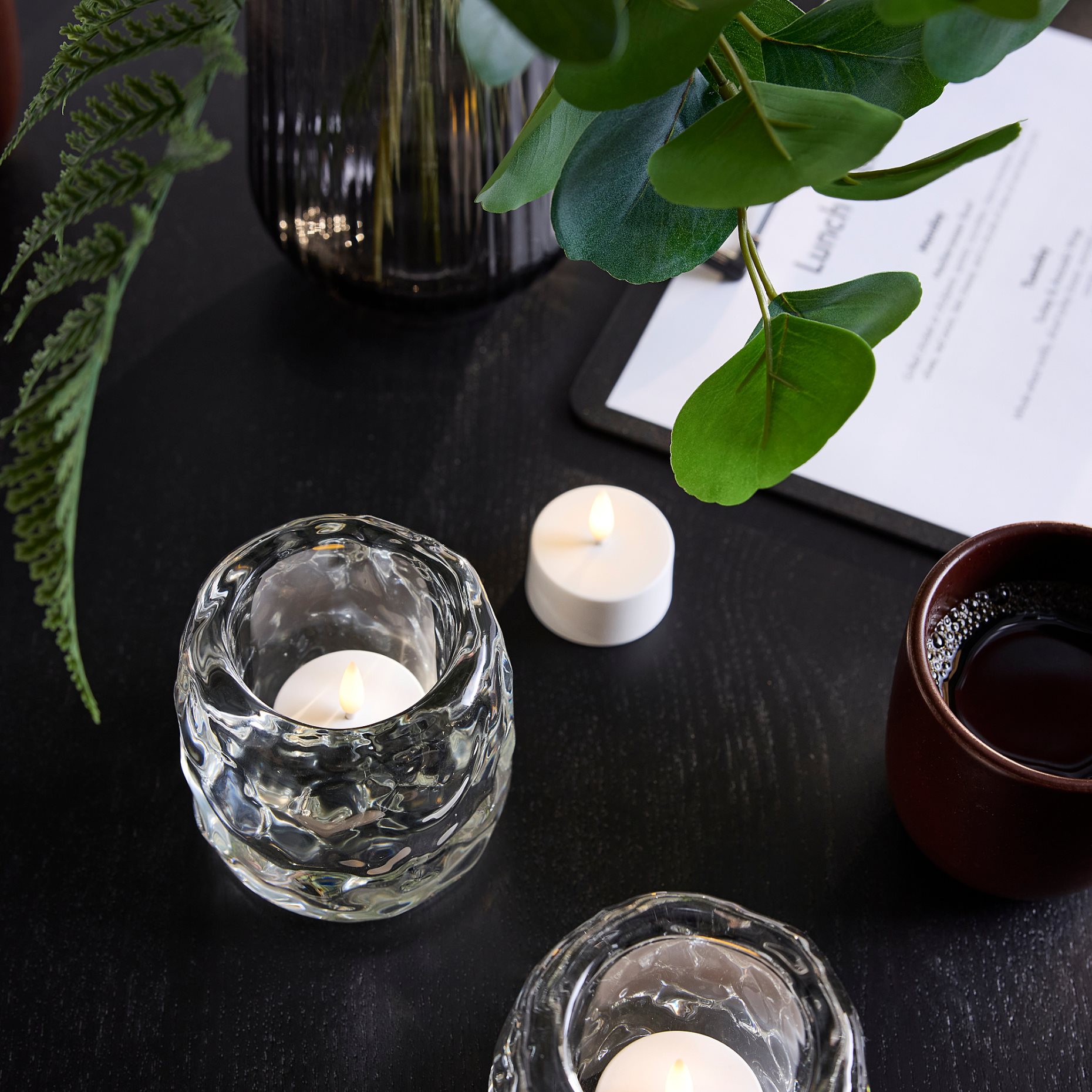 SKATGÅS, tealight kit with built in LED light source and charging tray, 006.115.95