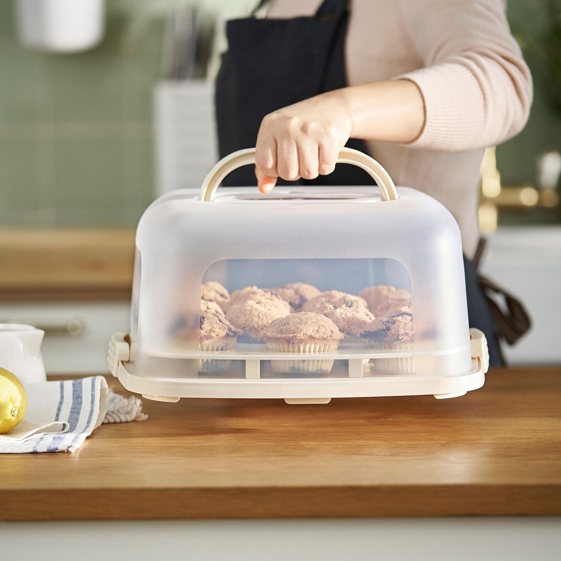 BAKTIDER, cake platter with lid, 33x33 cm, 006.338.23