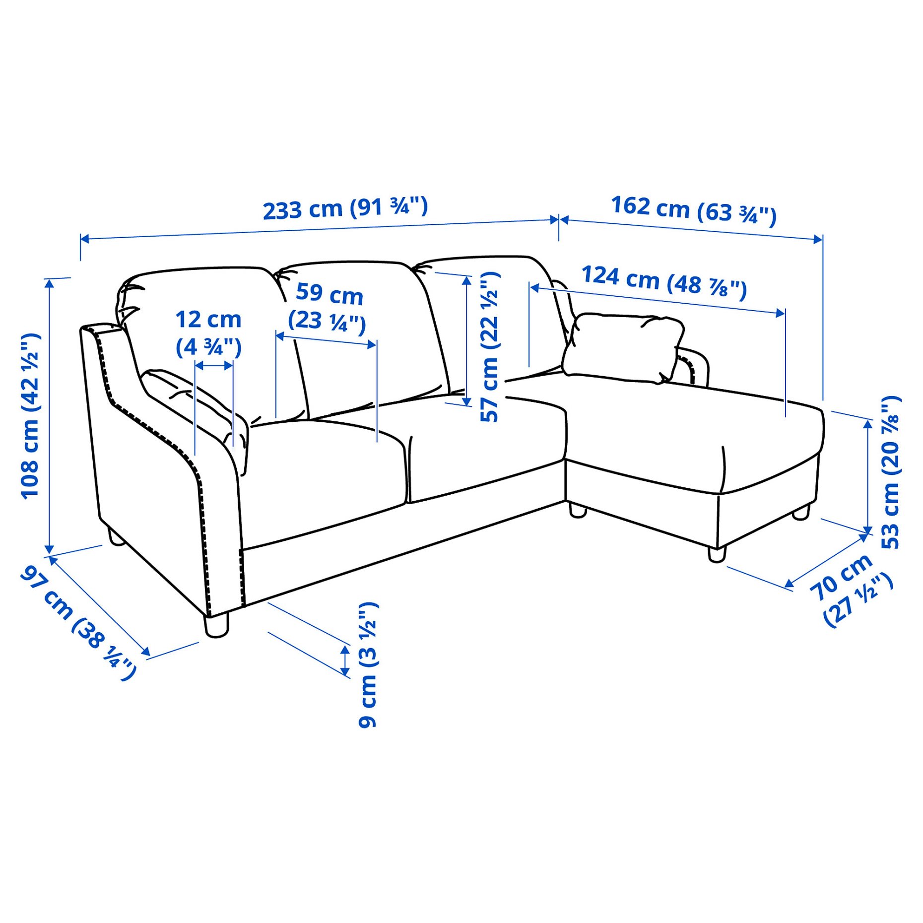 VINLIDEN, 3-seat sofa with chaise longue, 093.046.72