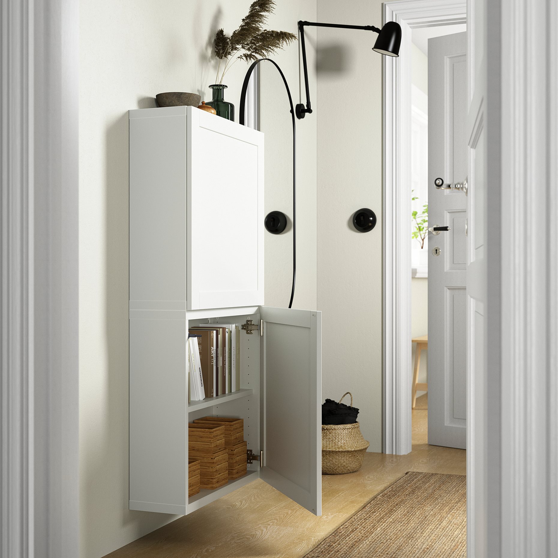 BESTÅ, wall cabinet with 2 doors, 60x22x128 cm, 094.219.87