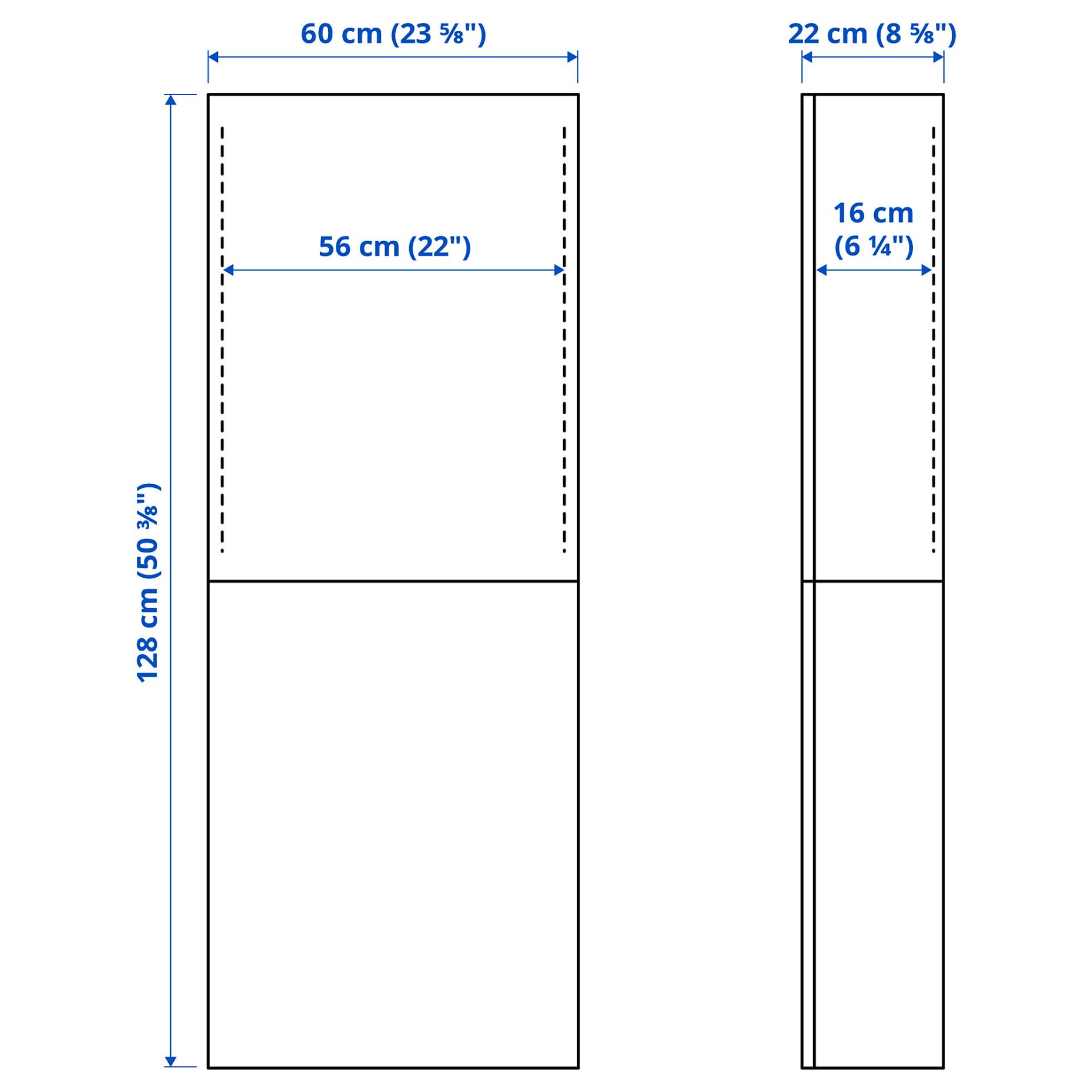 BESTÅ, wall cabinet with 2 doors, 60x22x128 cm, 094.219.87