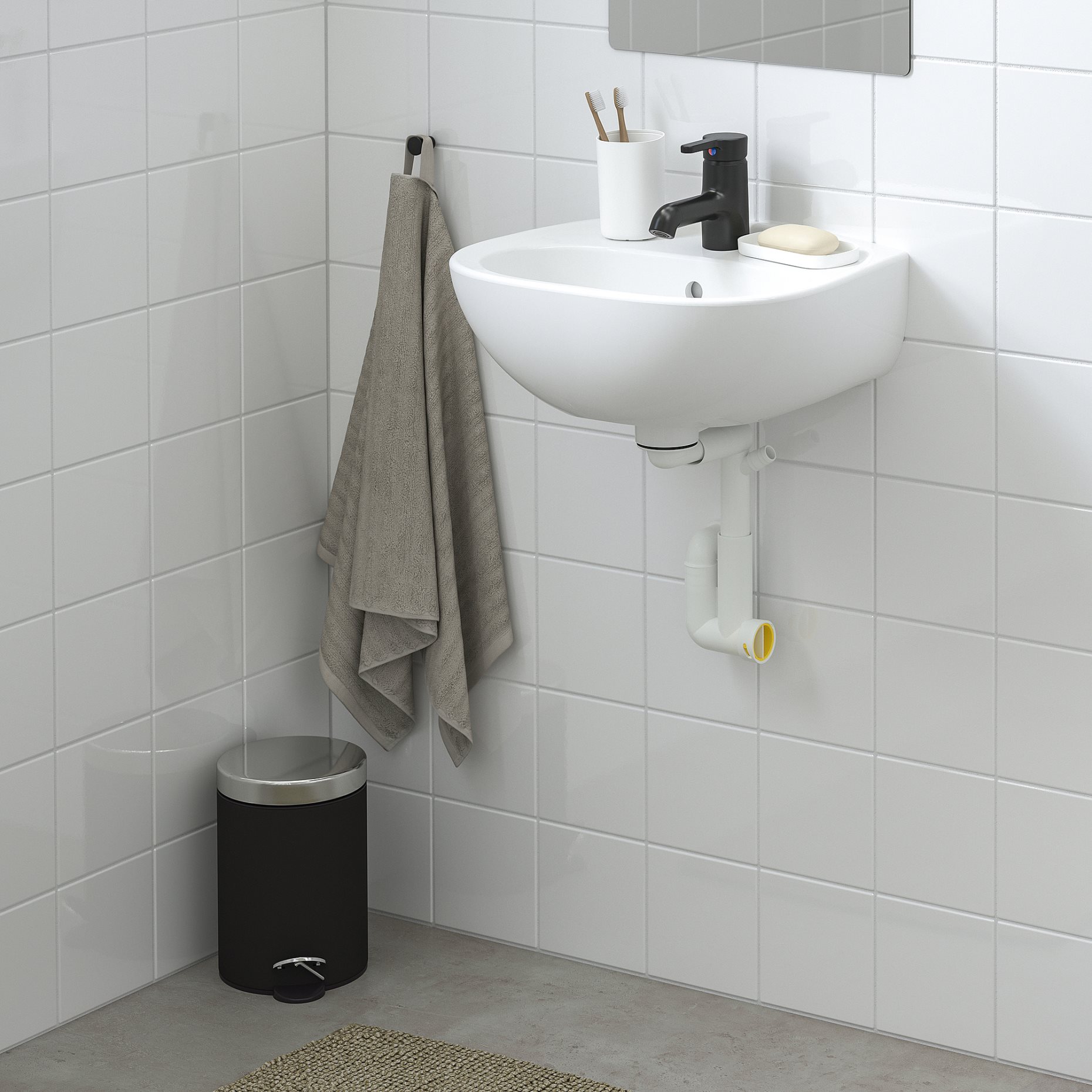 SKATSJÖN, wash-basin w water trap/mixer tap, 45x35 cm, 094.316.08