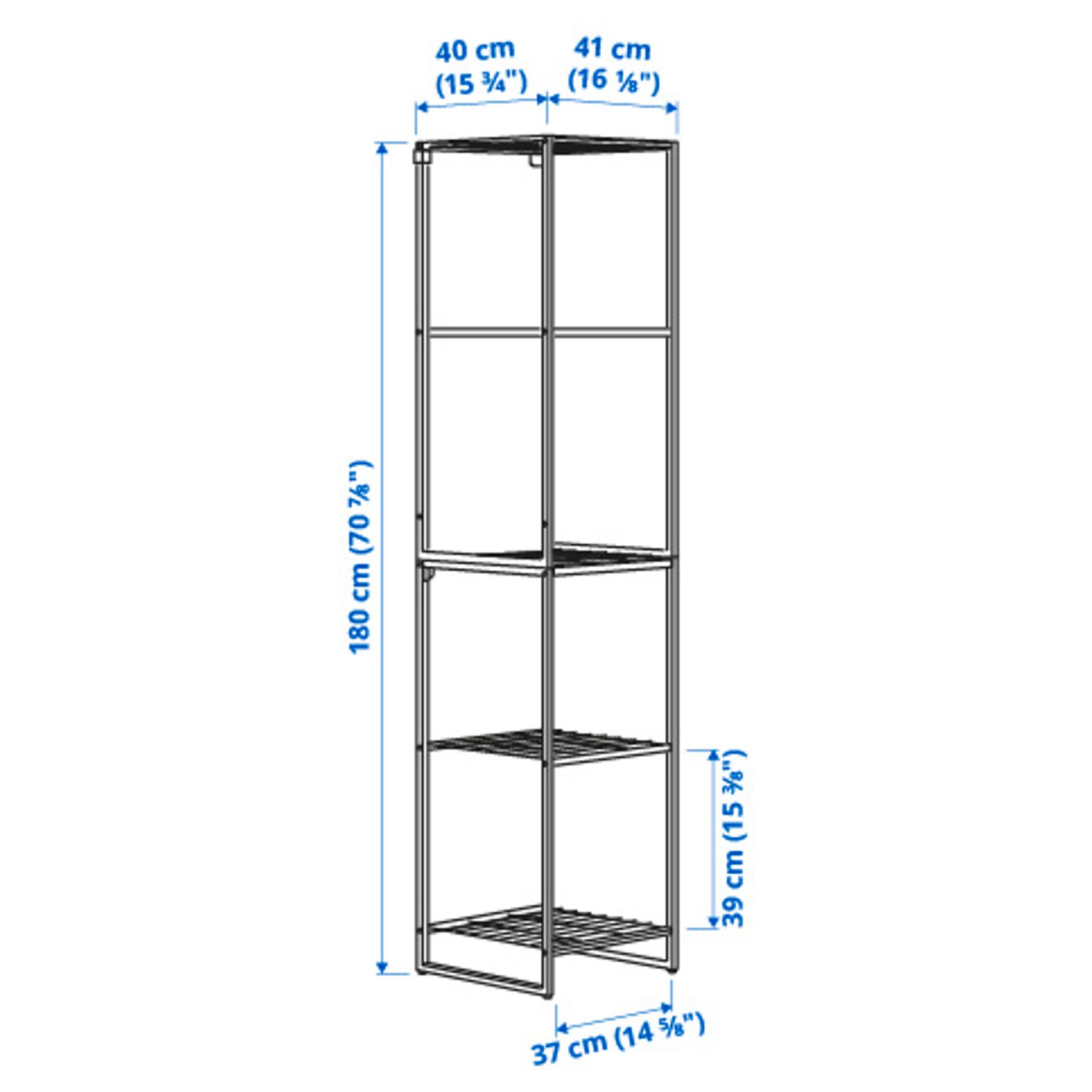 JOSTEIN, shelving unit/in/outdoor/metal, 41x40x180 cm, 094.372.00