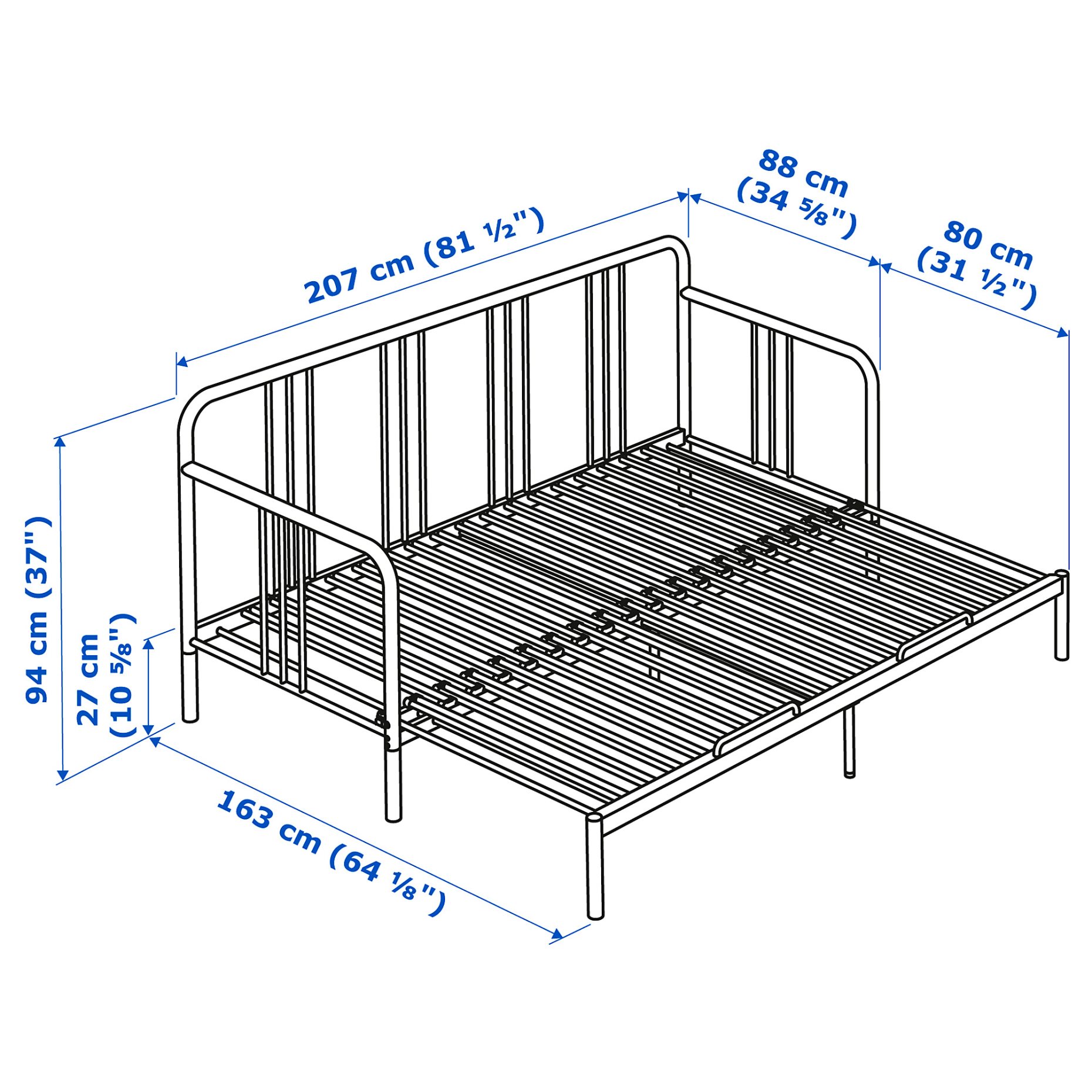 FYRESDAL, day-bed with 2 mattresses, 80x200 cm, 095.214.68