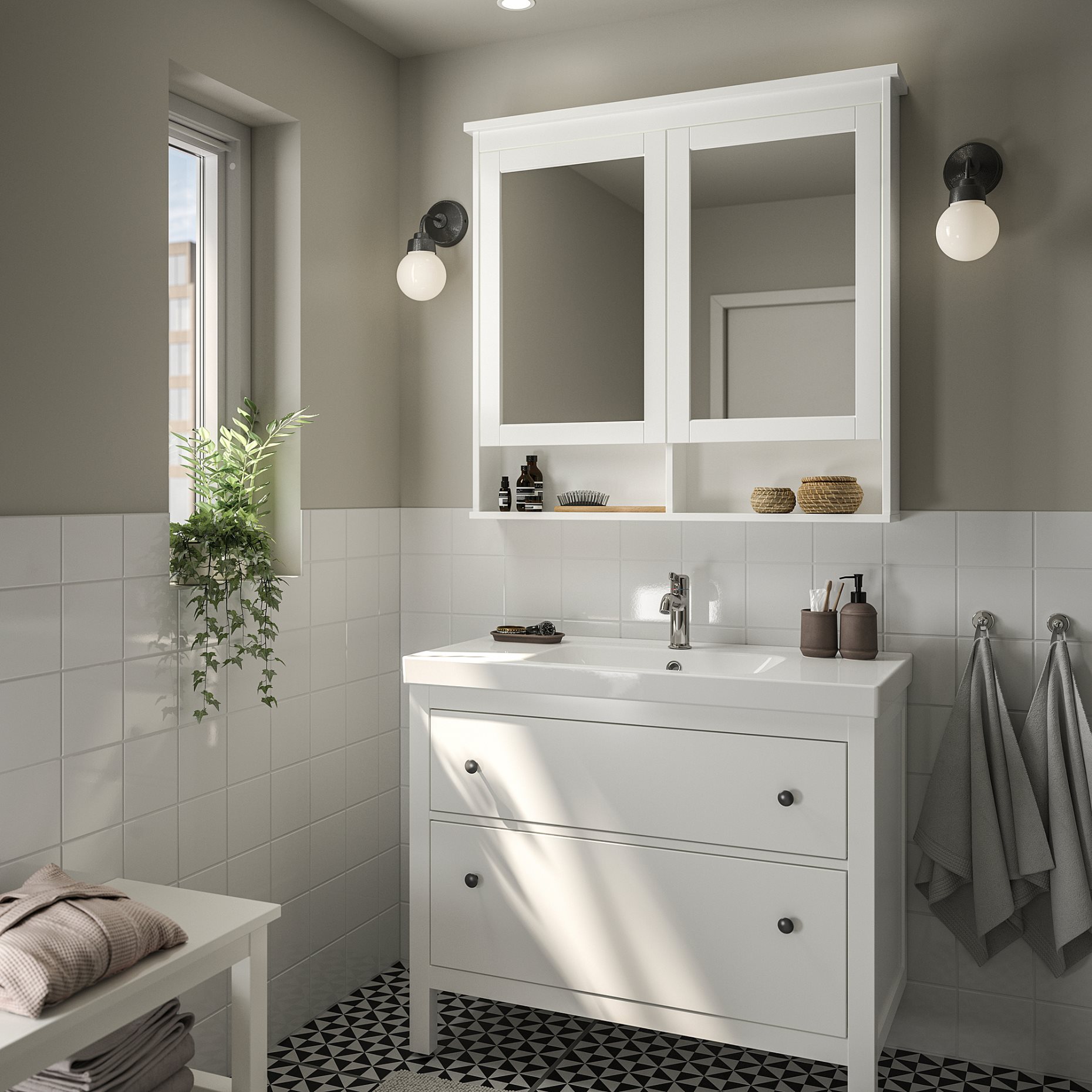 HEMNES/ORRSJON, wash-stand with drawers/wash-basin/tap, 102x49x89 cm, 095.468.07