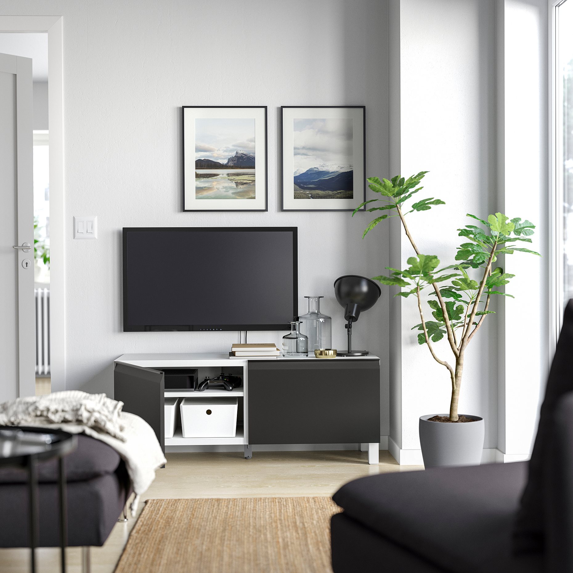 BESTÅ, έπιπλο TV με πόρτες, 120x42x48 cm, 095.718.87