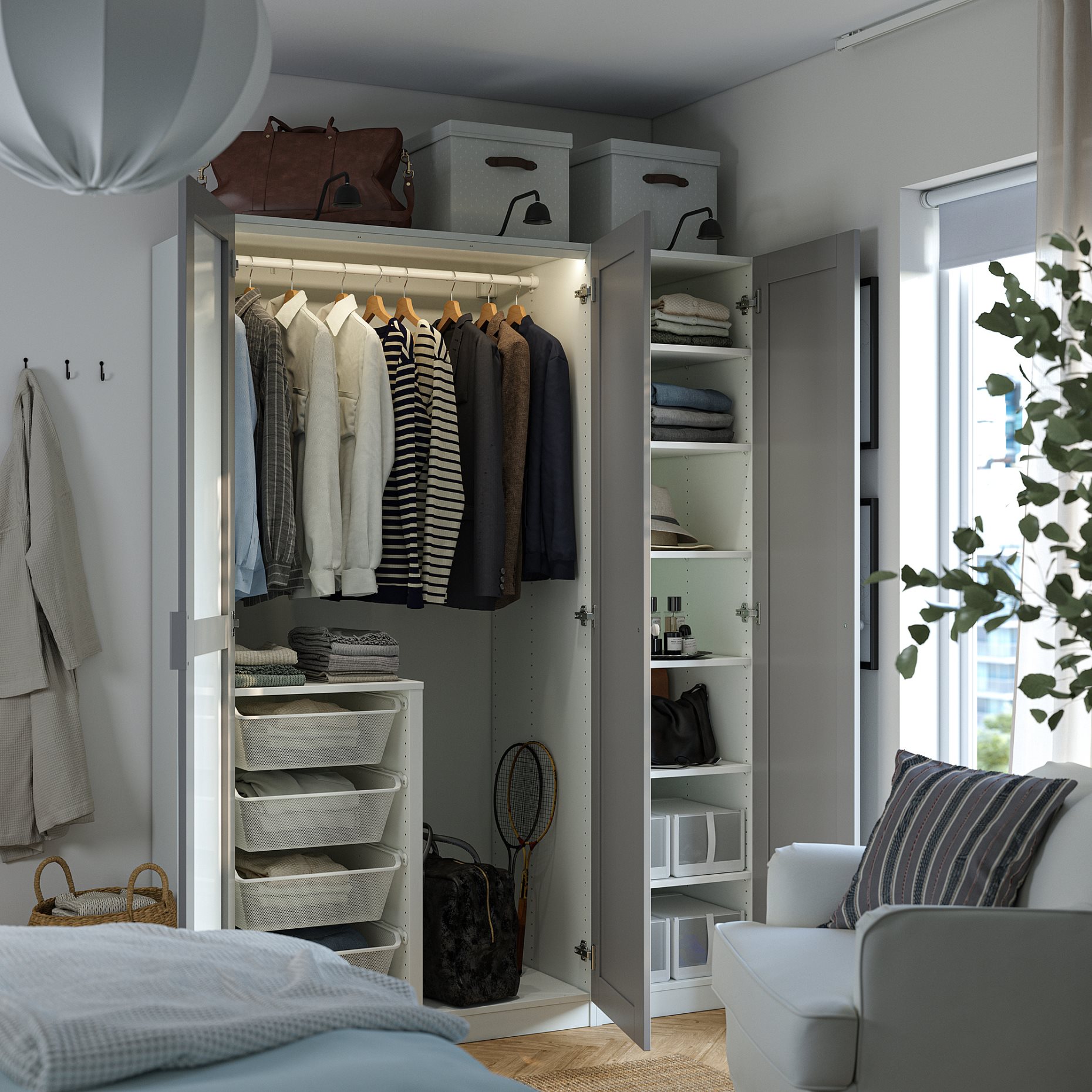 PAX/KAMMAR/GULL, wardrobe combination, 150x60x201 cm, 095.725.42