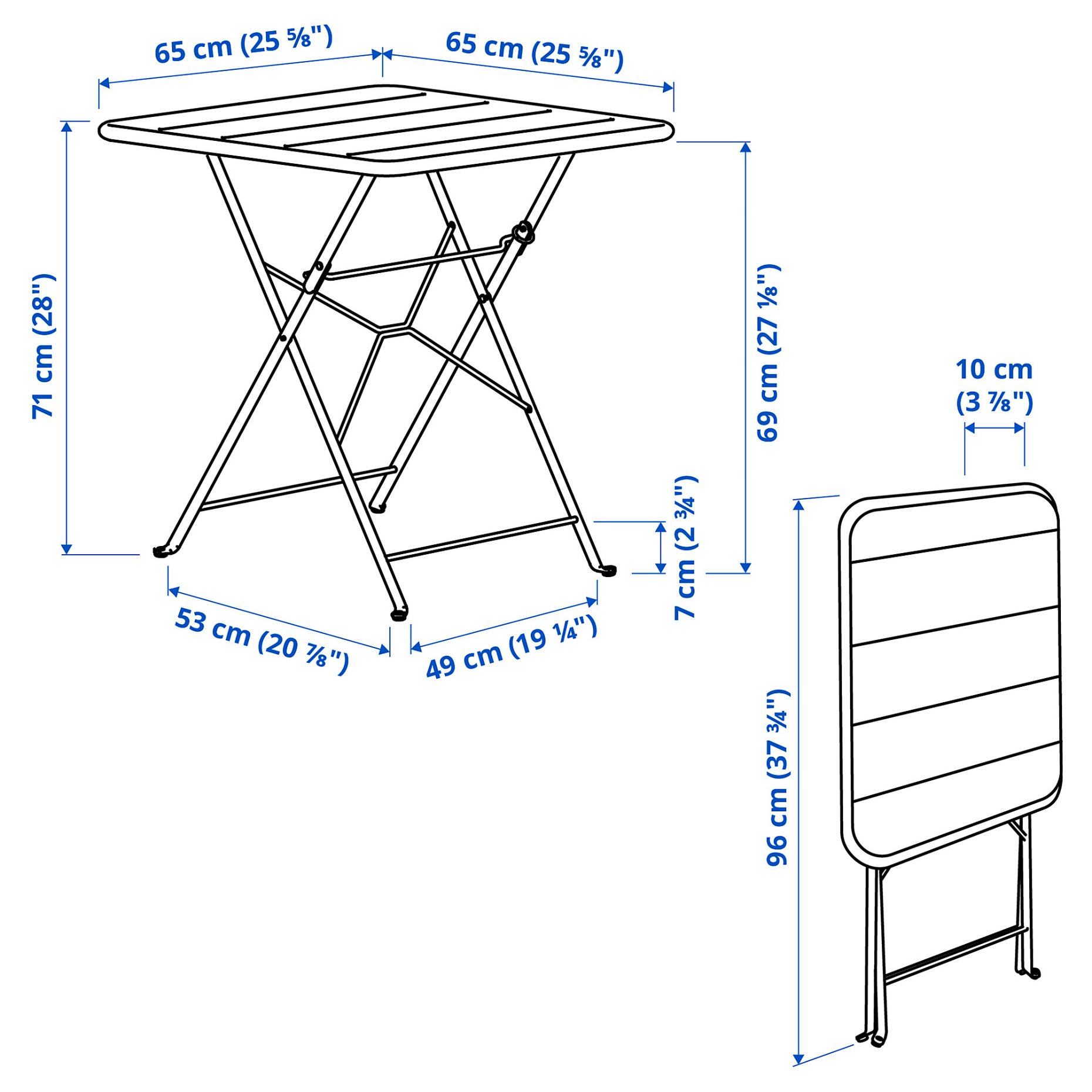 SUNDSÖ, table and 2 folding chairs/outdoor, 65x65 cm, 095.730.23