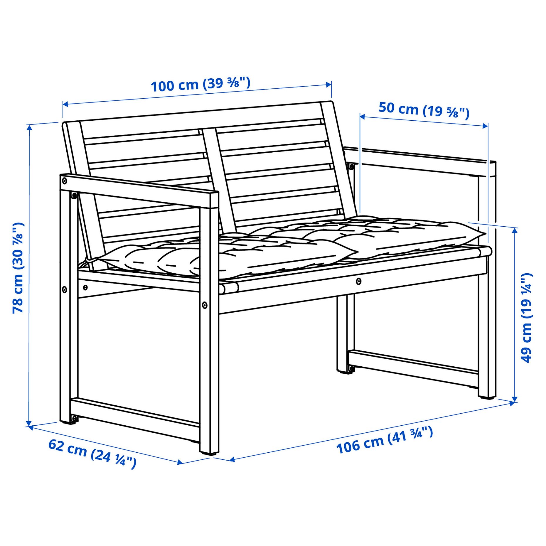 NÄMMARÖ, παγκάκι με πλάτη και μαξιλάρια, 095.752.20