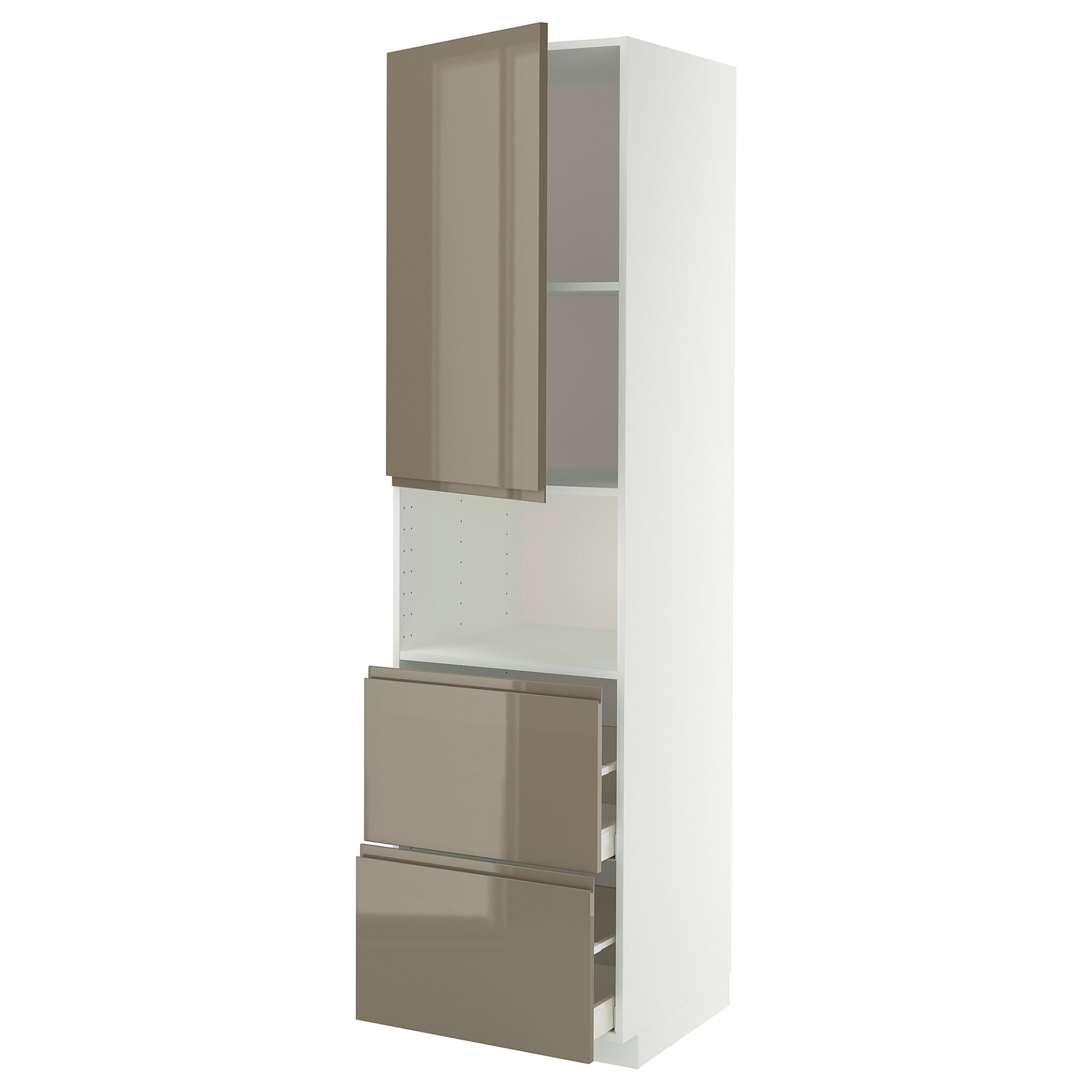 METOD, high cabinet for microwave with door/2 drawers, 60x60x220 cm, 095.764.32