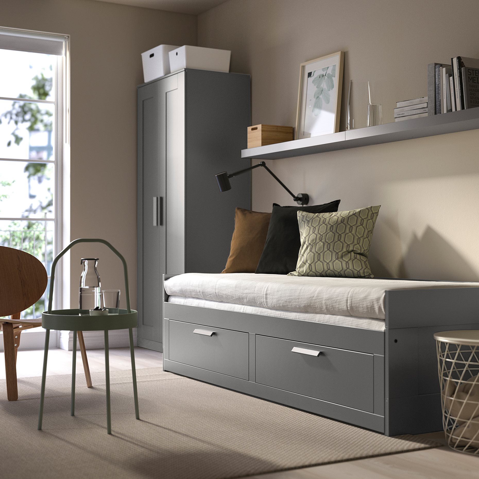 BRIMNES, day-bed with 2 drawers/2 mattresses, 80x200 cm, 095.900.13