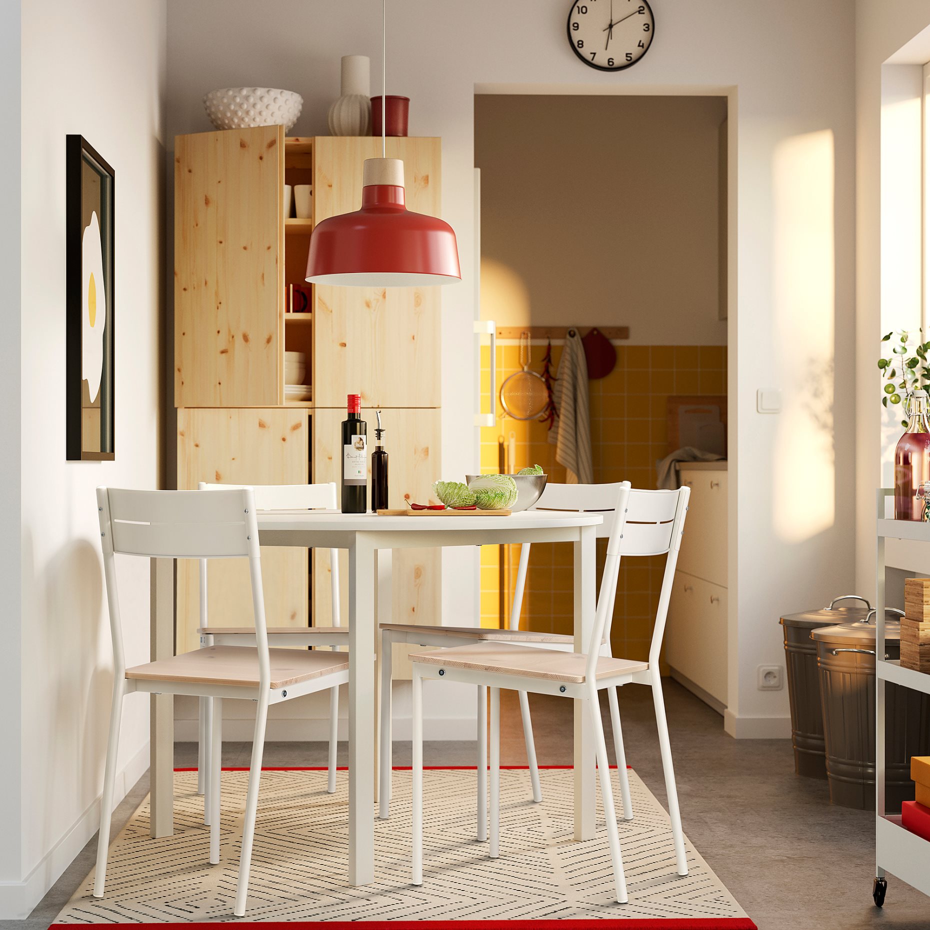 VIHALS/BUSLÄTT, table and 4 chairs, 107 cm, 095.904.90