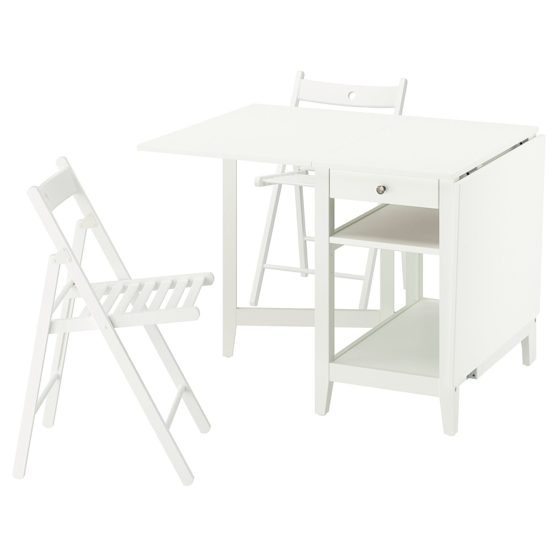 NÄSINGE/FRÖSVI, gateleg table and 2 folding chairs, 48/104/159x85 cm, 095.969.96