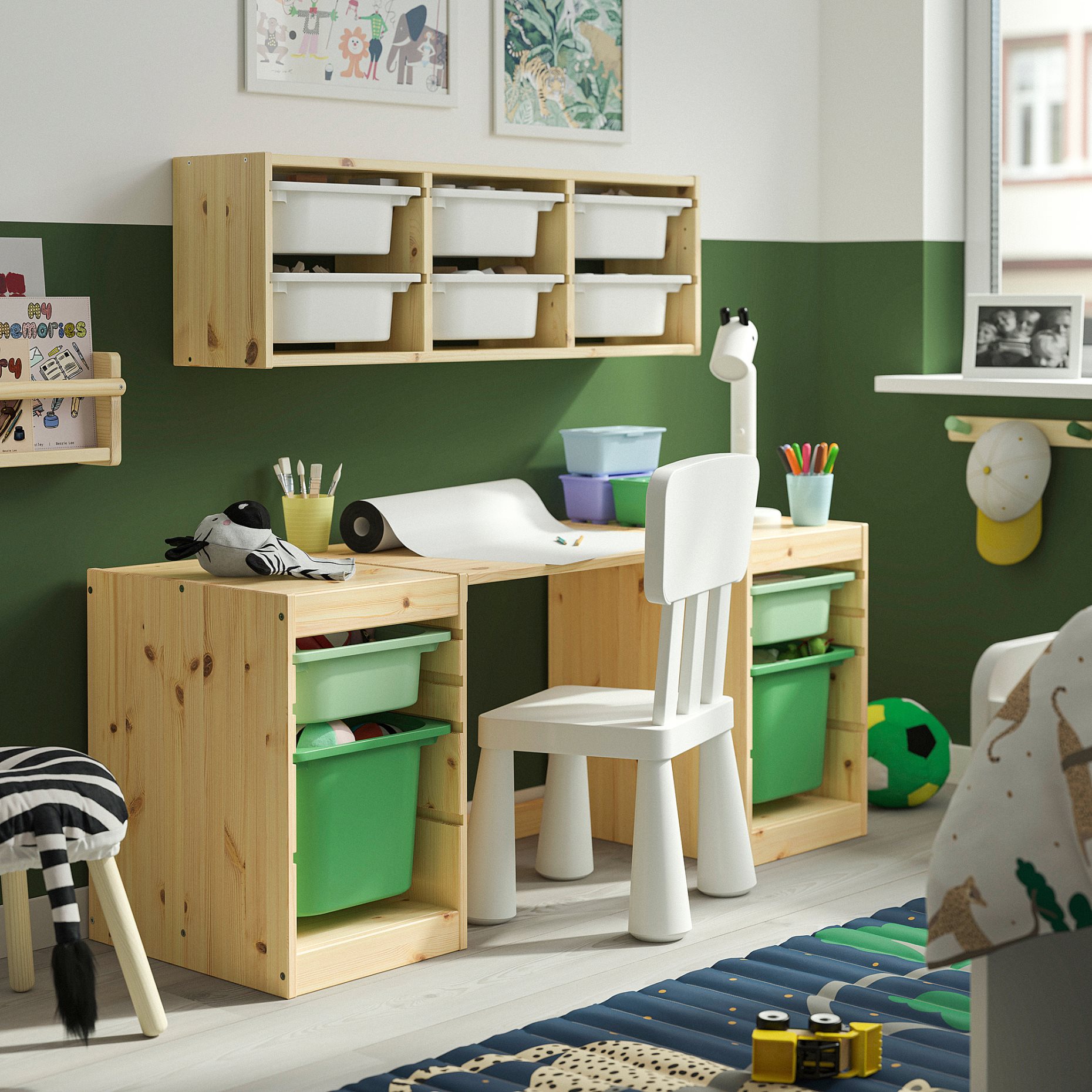 TROFAST, desk with storage boxes, 124x44x52 cm, 096.138.73