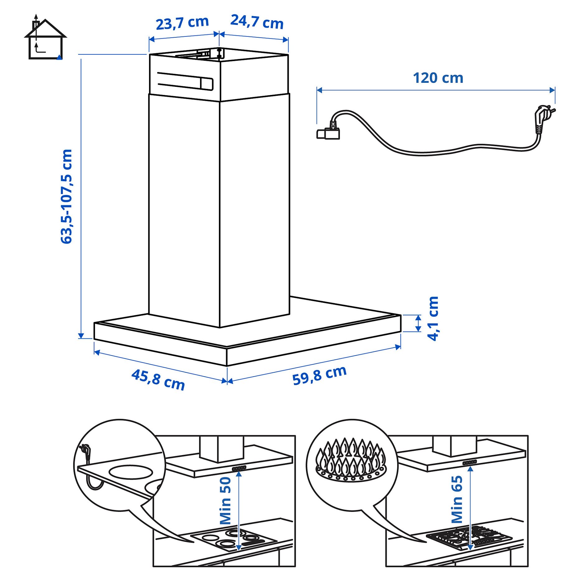 MATÄLSKARE, wall mounted extractor hood, 103.889.77