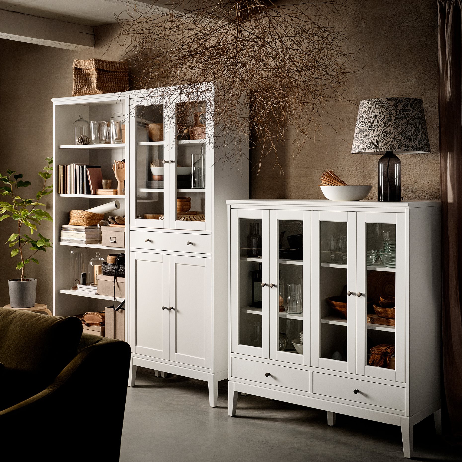 IDANÄS, cabinet with bi-folded glass doors, 121x50x135 cm, 104.960.38