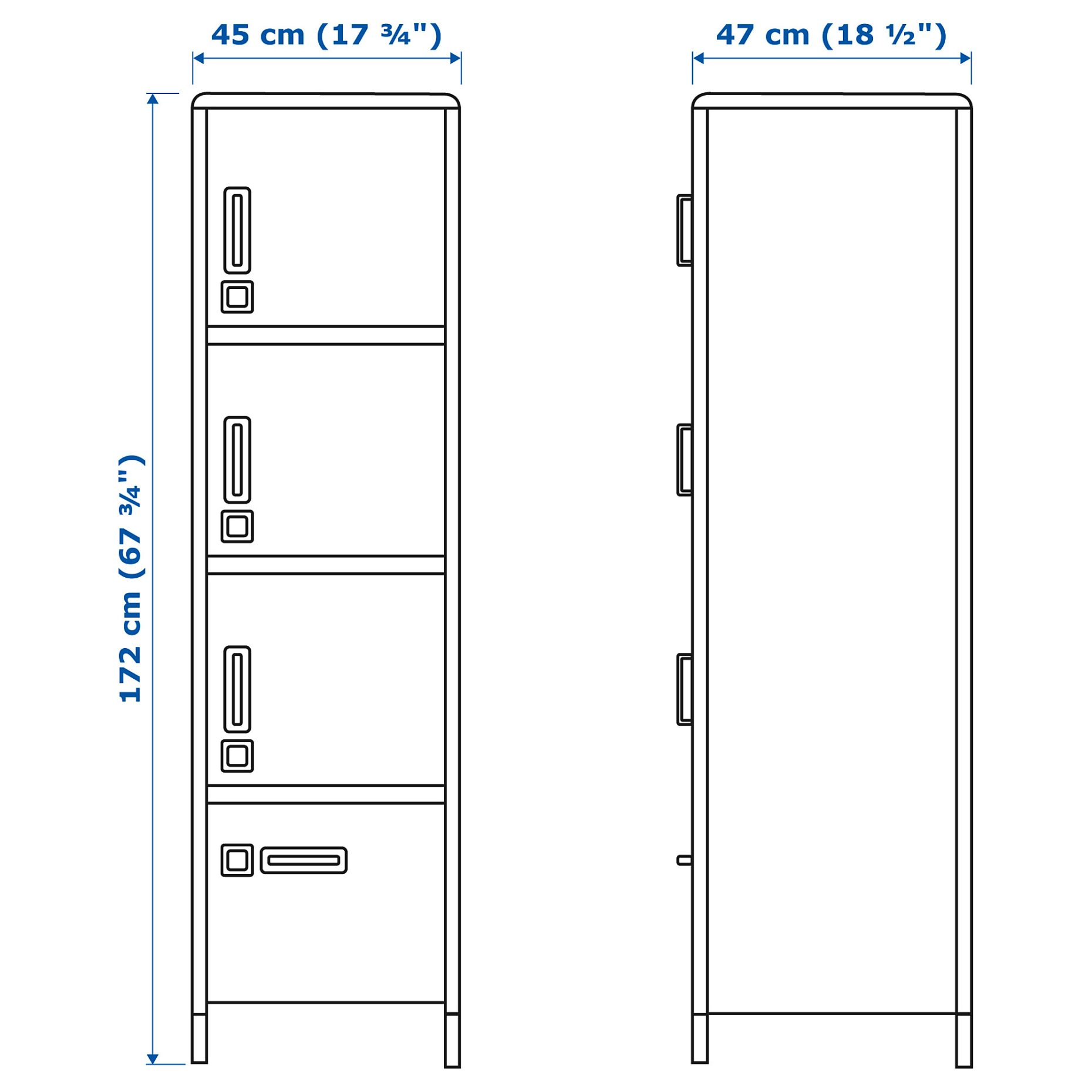 IDÅSEN, high cabinet with drawer and doors, 45x172 cm, 104.964.01