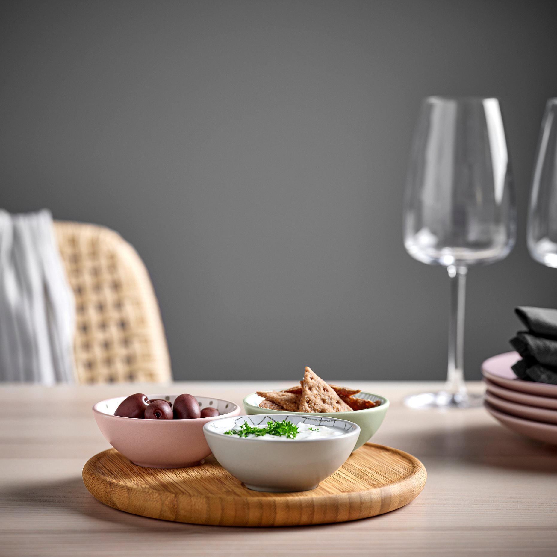 TRADTICKA, tray with 3 bowls, 105.372.70